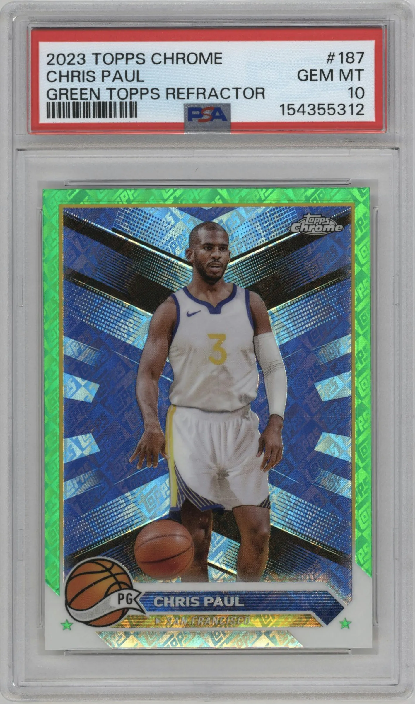 2023 Topps Chrome Chris Paul Green Topps Refractor #187 PSA 10