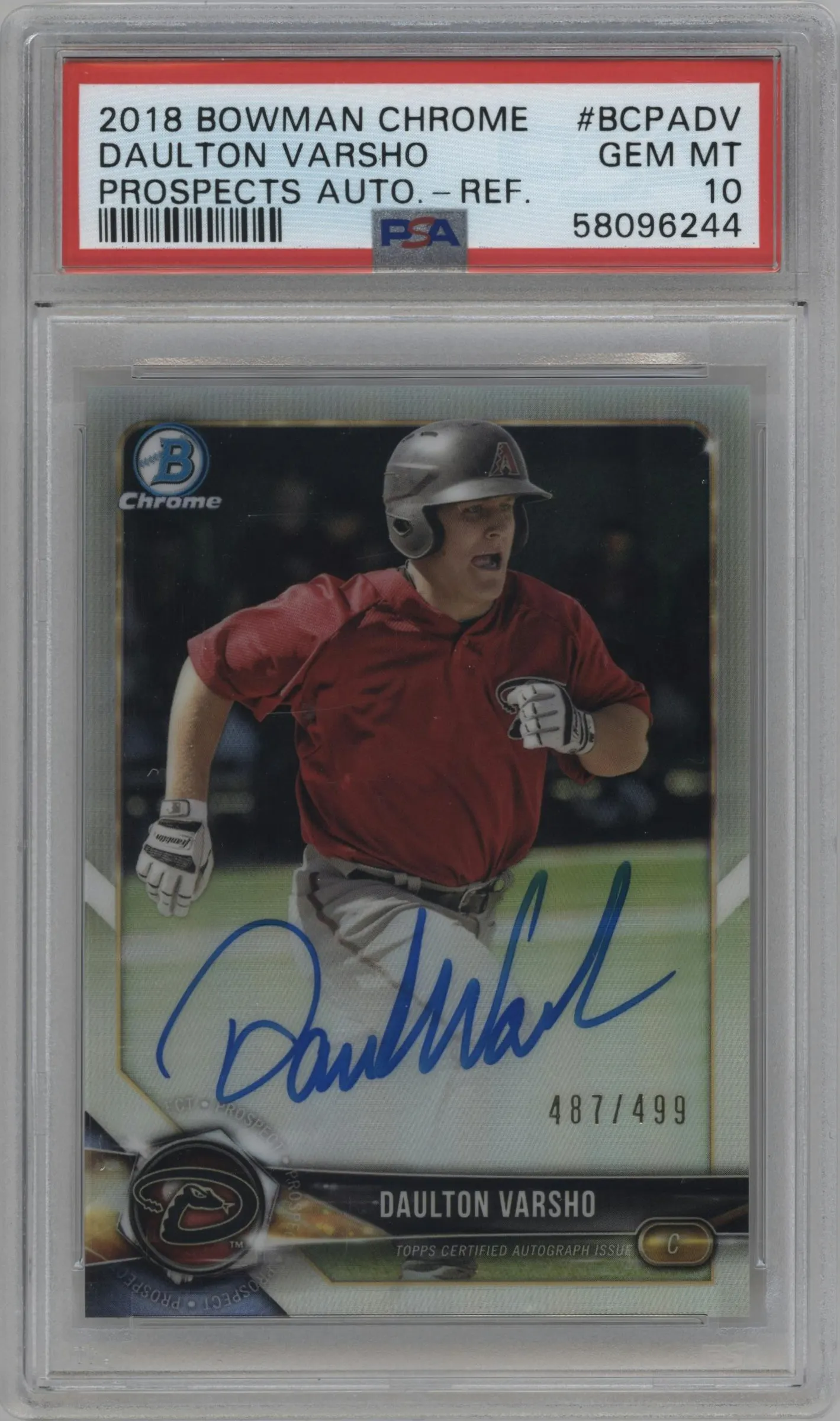 2018 Bowman Chrome Pros.Auto Daulton Varsho Refractor #BCPA-DV PSA 10