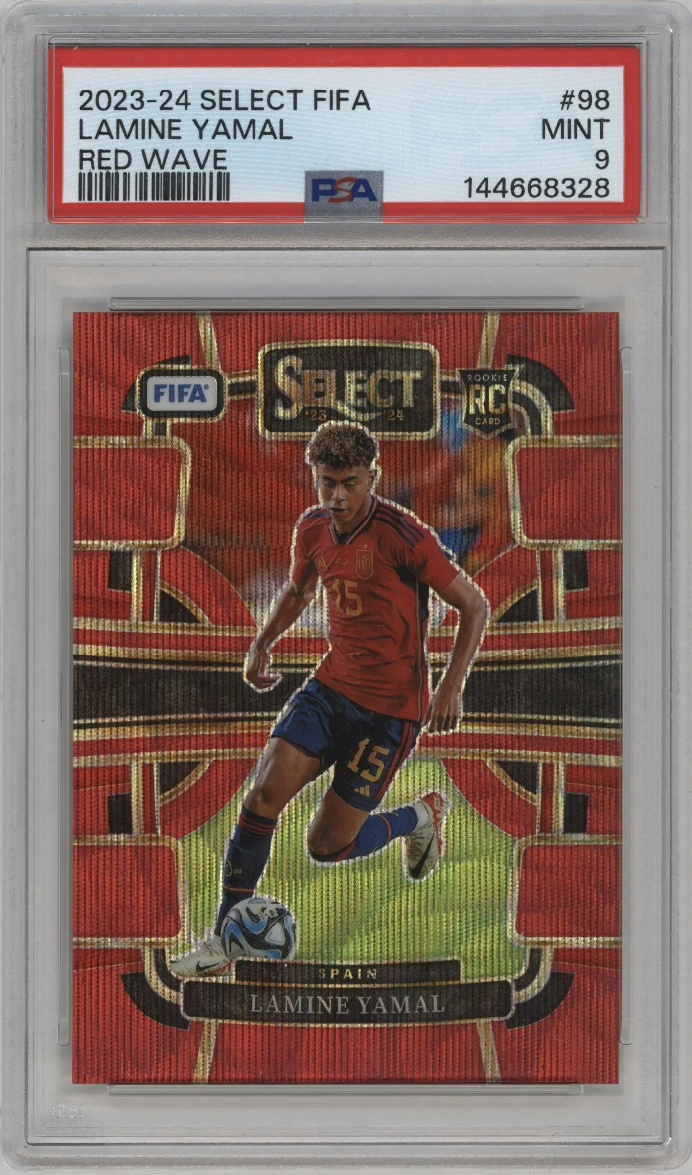 2023 Panini Select FIFA Lamine Yamal Red Wave #98 PSA 9