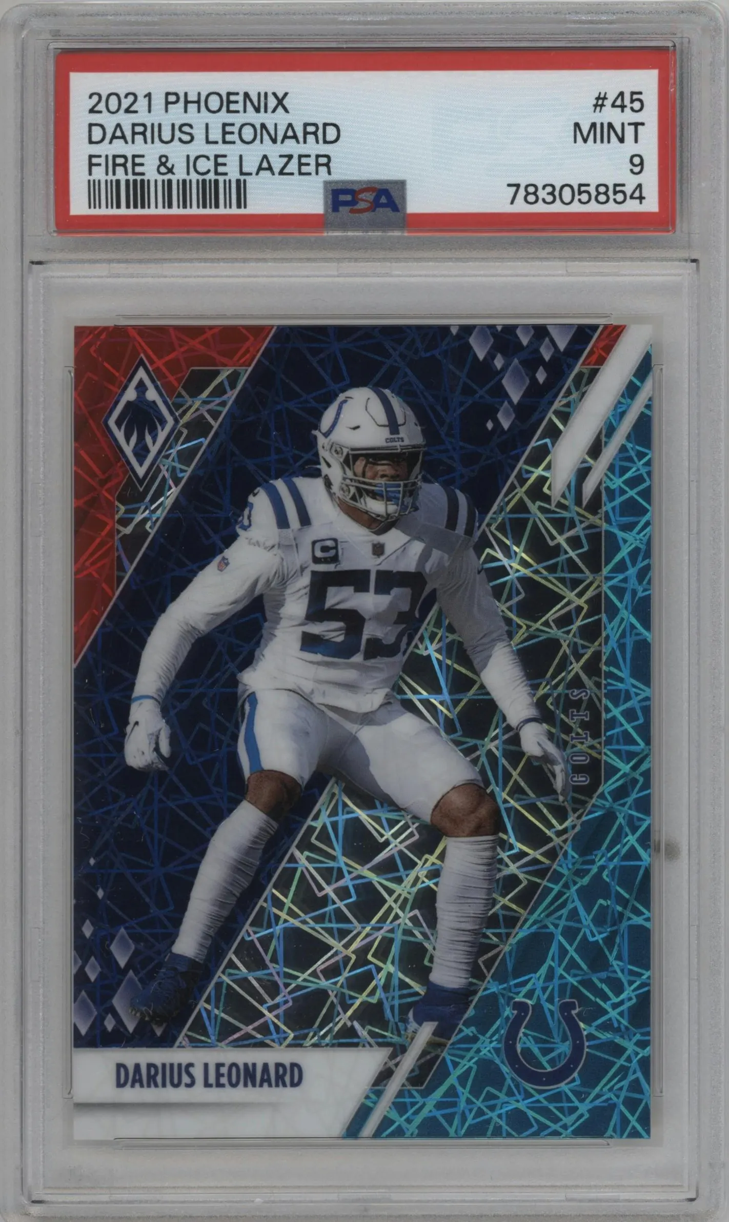 2021 Panini Phoenix Darius Leonard Fire & Ice Lazer PSA 9
