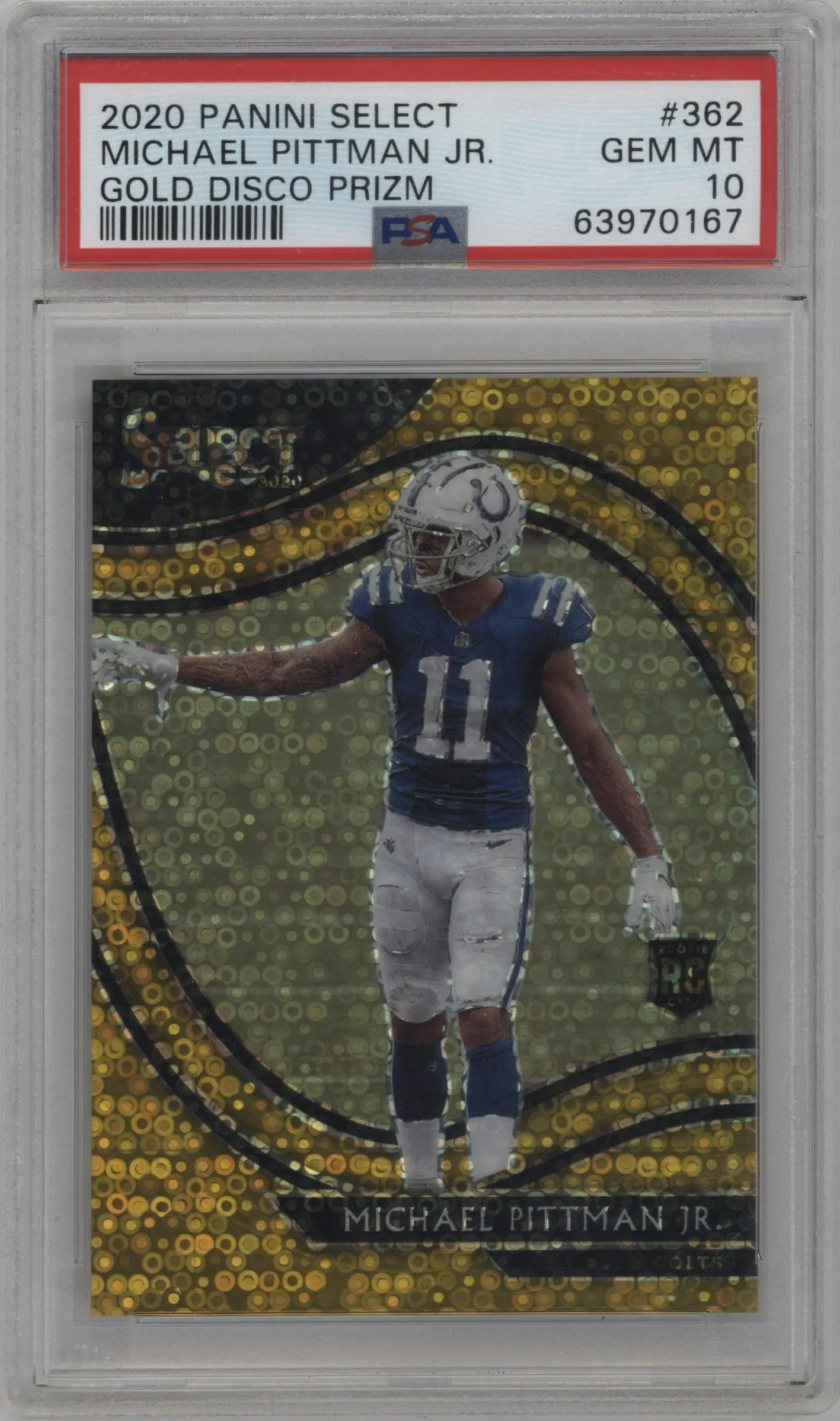 2020 Panini Select Field Lvl. Michael Pittman Jr. Disco Gold #362 PSA 10
