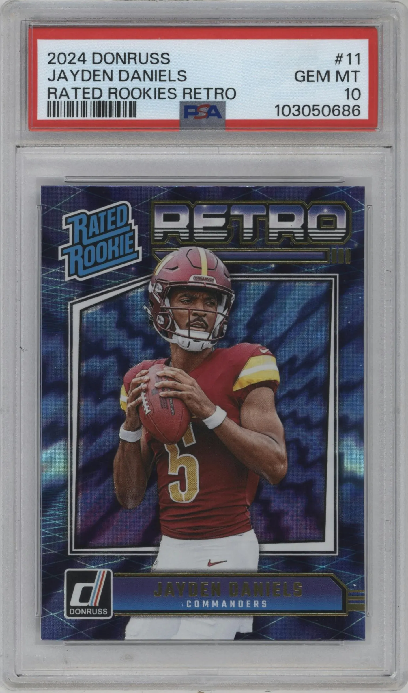 2024 Donruss Retro Rtd.Rke. Jayden Daniels #11 PSA 10
