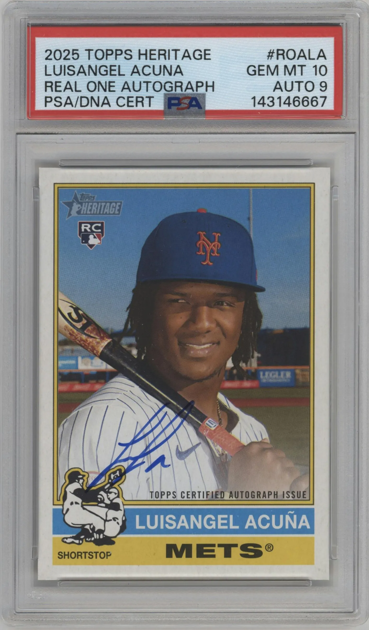 2025 Topps Heritage Real One Auto Luisangel Acuna #ROA-LA PSA 10