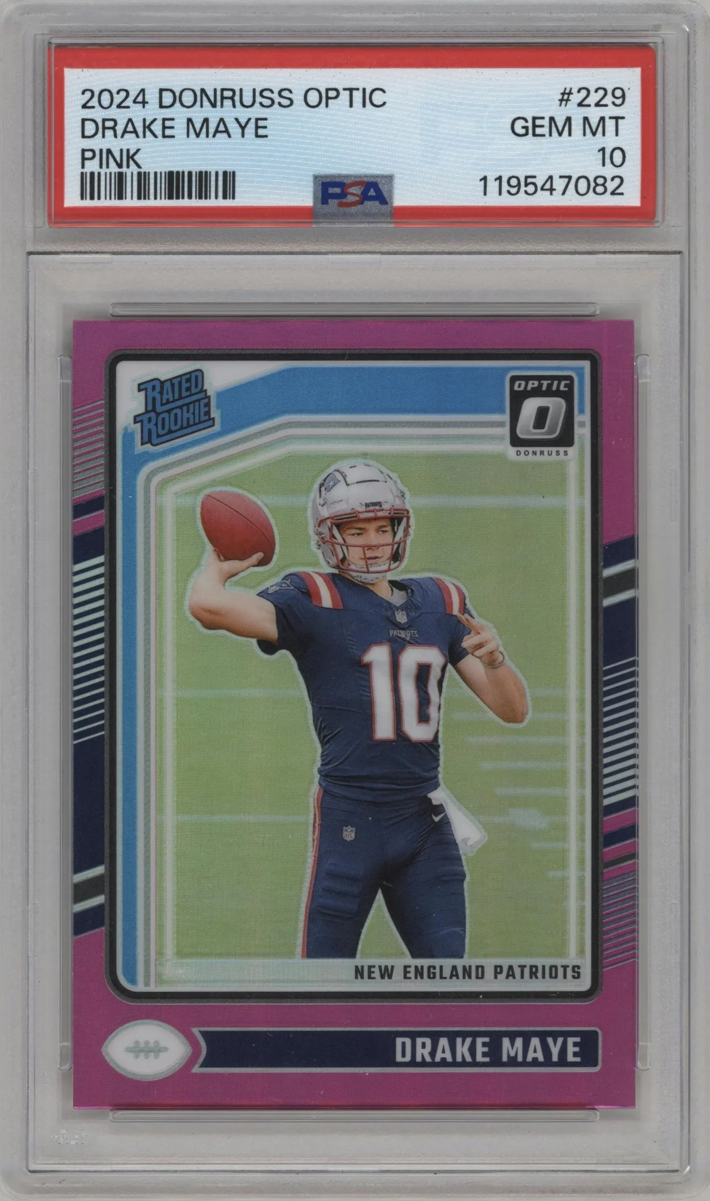 2024 Donruss Optic Rated Rookie Drake Maye Pink #229 PSA 10