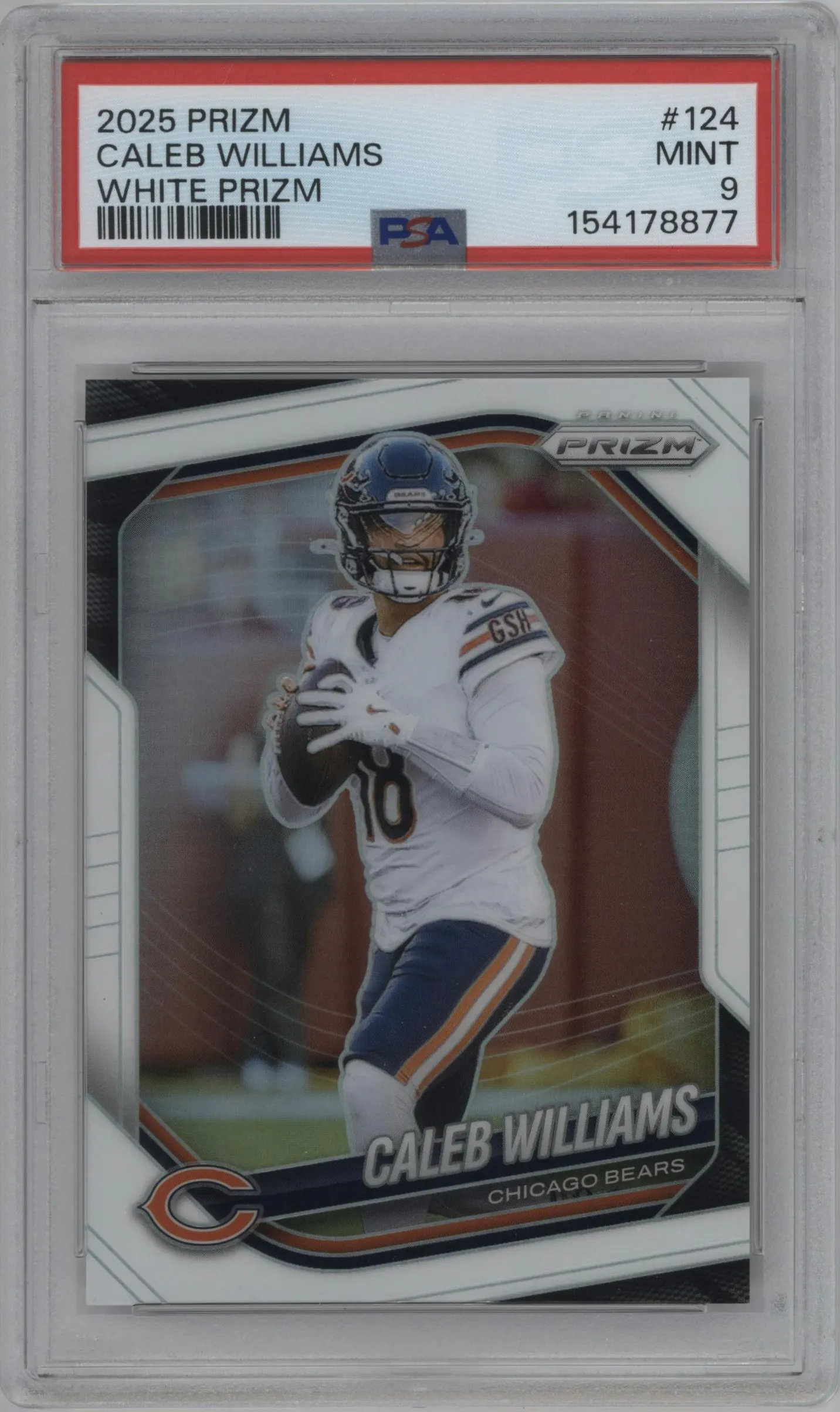 2025 Panini Prizm Caleb Williams White Prizm #124 PSA 9