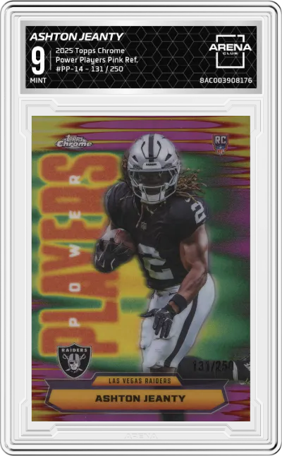 2025 Topps Chrome Power Players Ashton Jeanty Pink Refractor ARENA CLUB 9