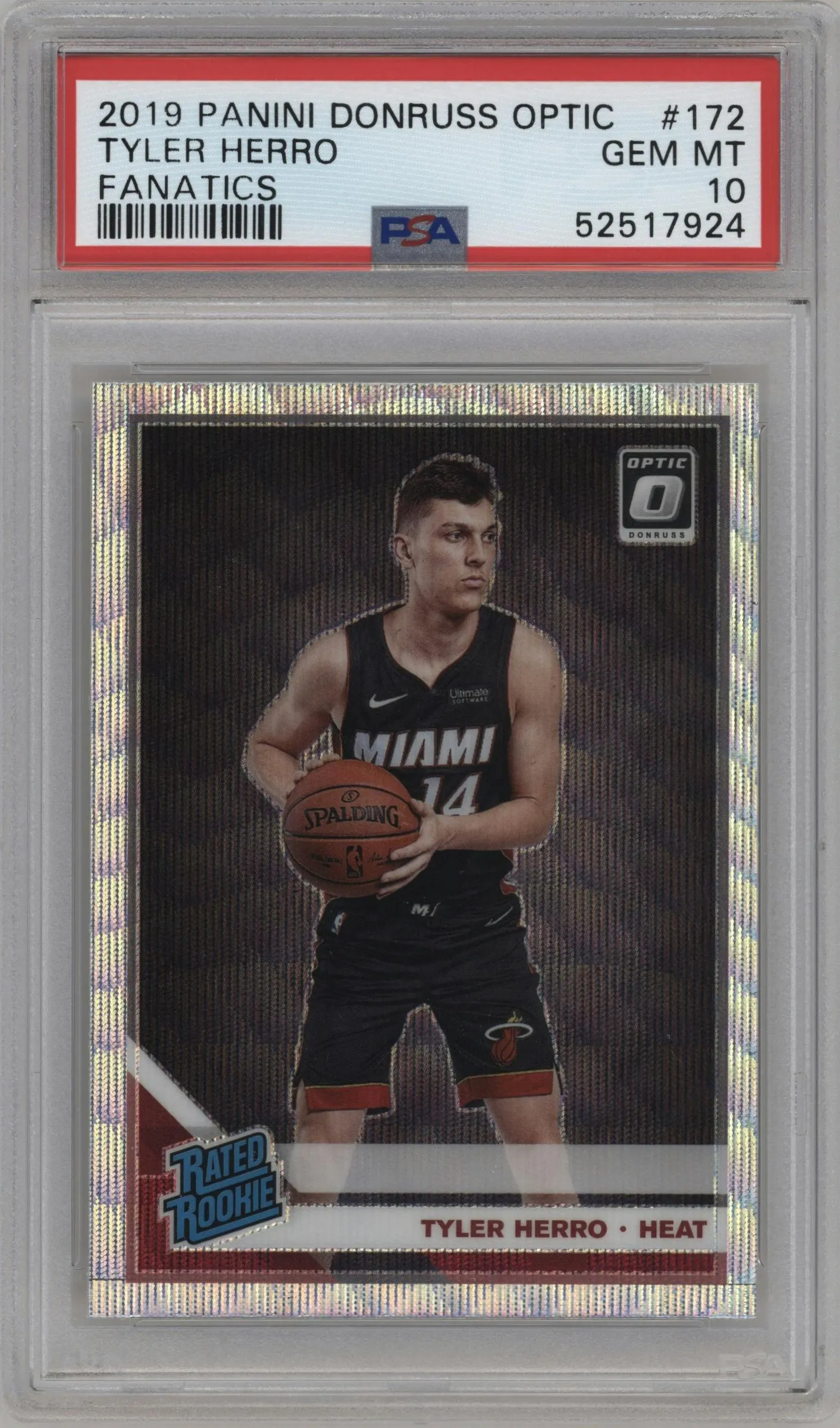 2019 Panini Donruss Optic Rated Rookie Tyler Herro Fanatics Box Set #172 PSA 10