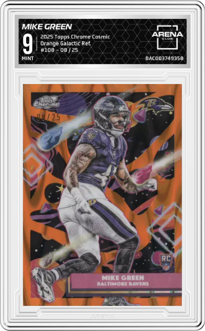 2025 Topps Chrome Cosmic Mike Green Orange Galactic Refractor #108 ARENA CLUB 9