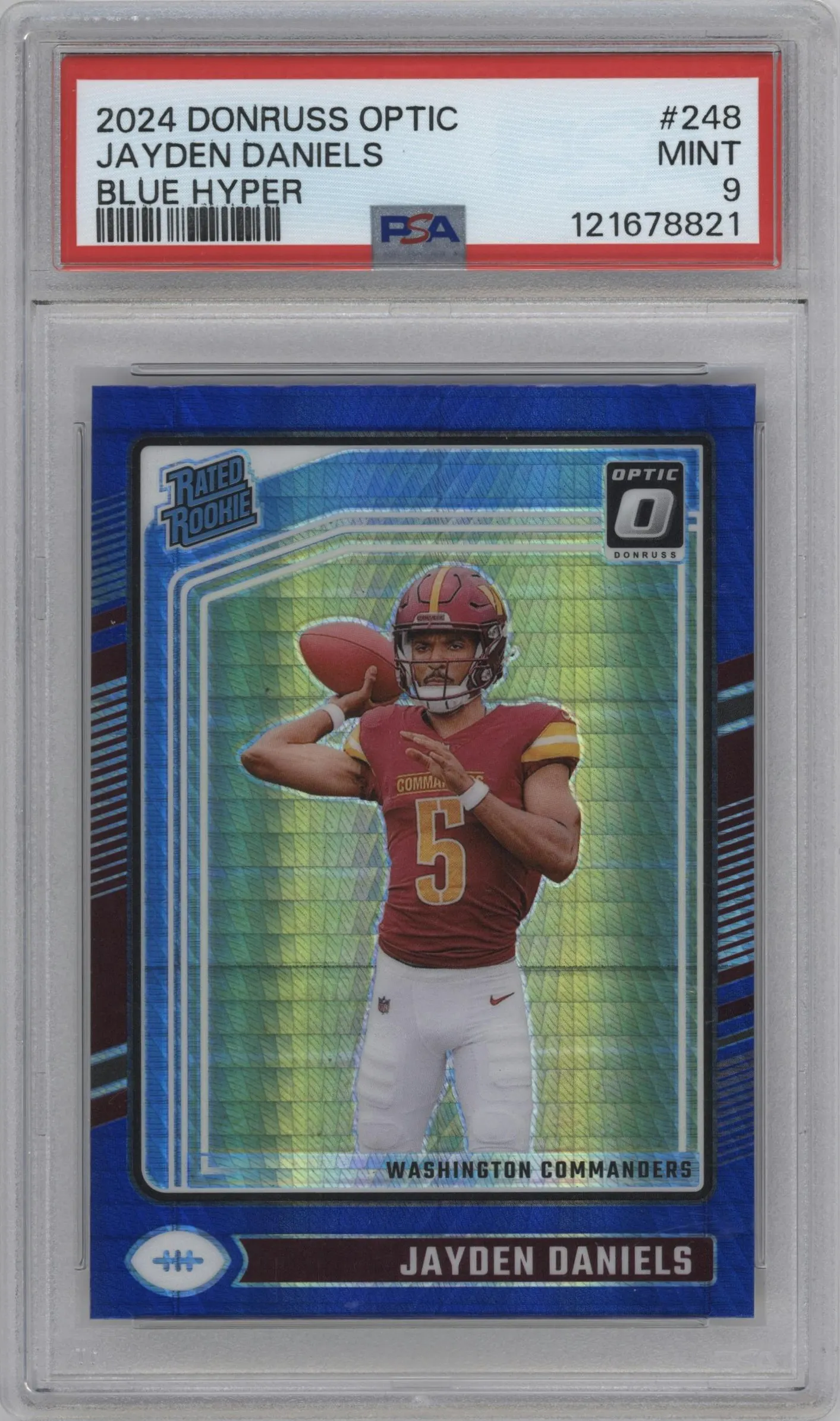 2024 Donruss Optic Rated Rookie Jayden Daniels Hyper Blue #248 PSA 9
