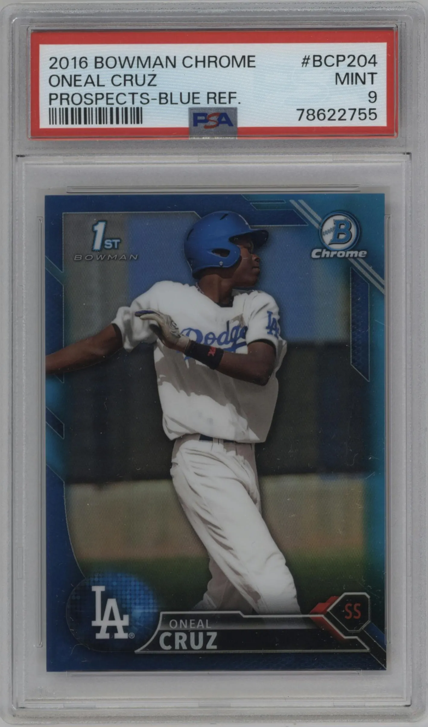 2016 Bowman Chrome Prospect Oneal Cruz Blue Refractor #BCP204 PSA 9