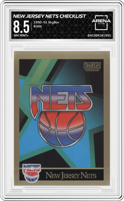 1990 SkyBox New Jersey Nets Checklist #344 ARENA CLUB 8.5