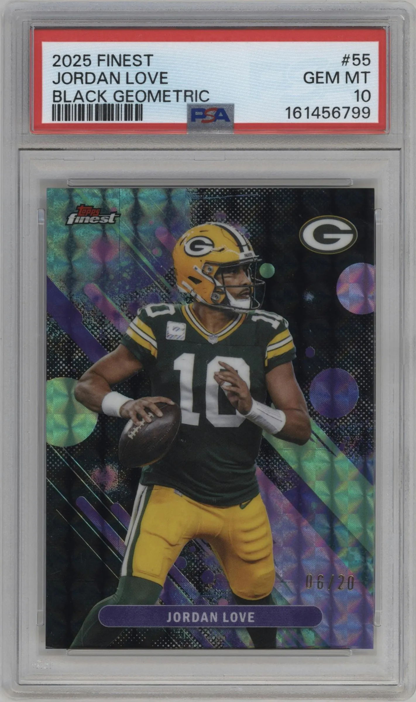 2025 Topps Finest Jordan Love Black Geometric Refractor #55 PSA 10