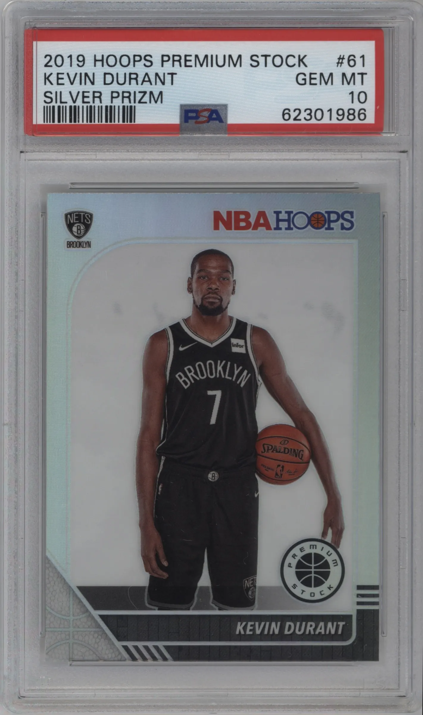 2019 Panini Hoops Premium Stock Kevin Durant Silver #61 PSA 10