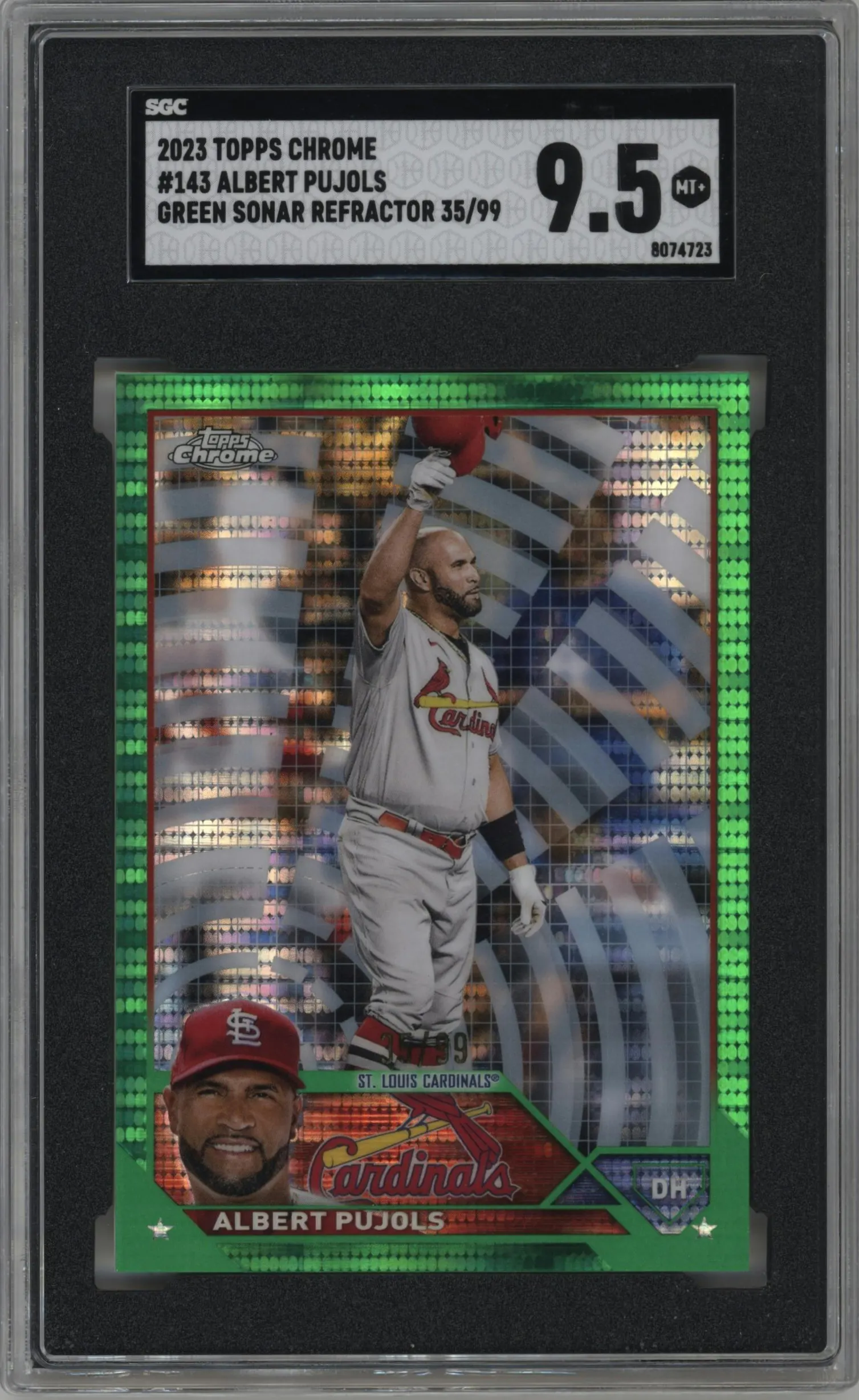 2023 Topps Chrome Albert Pujols Green Sonar Refractor #143 SGC 9.5