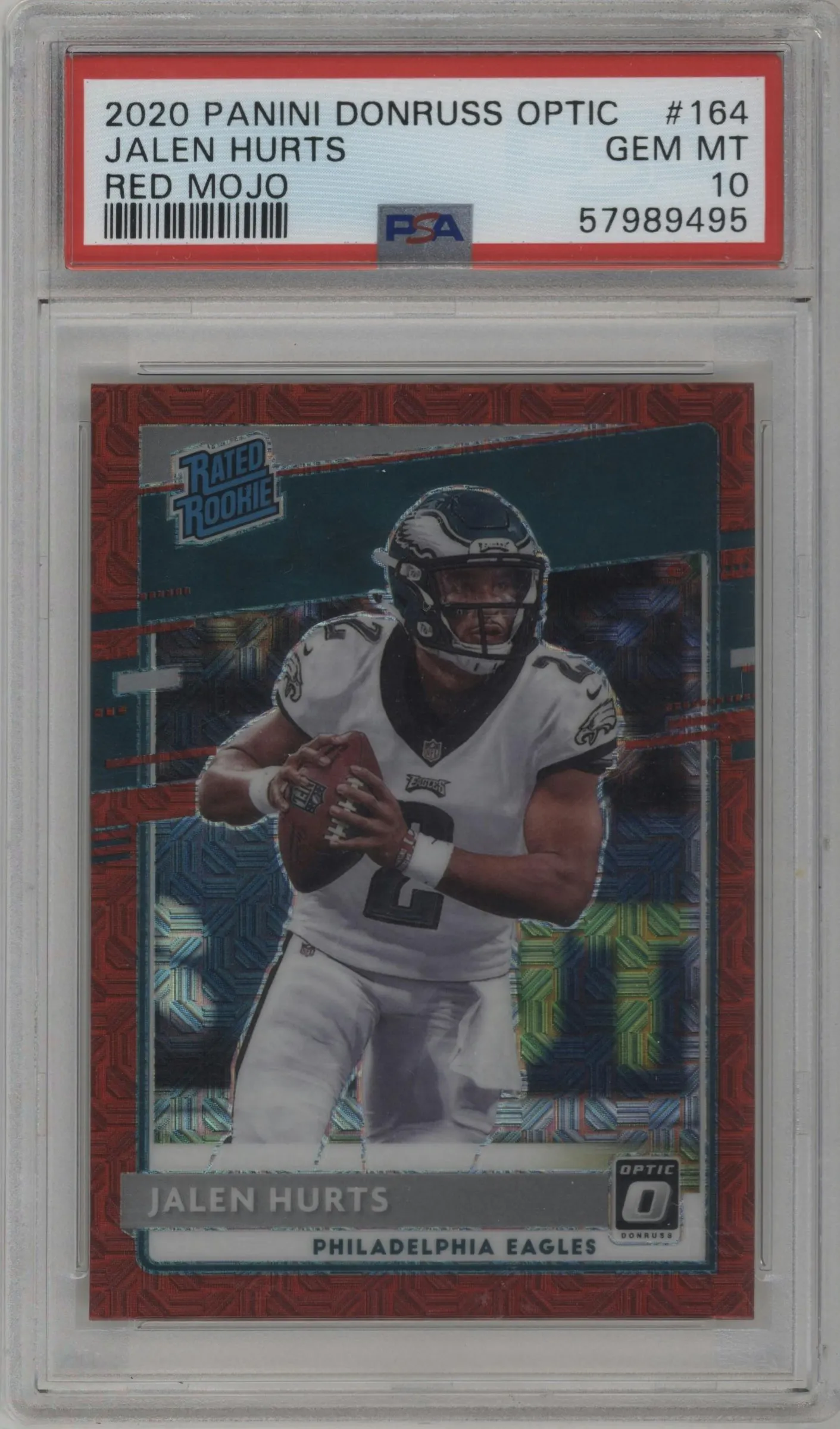 2020 Panini Donruss Optic Rated Rookie Jalen Hurts Red Mojo #164 PSA 10