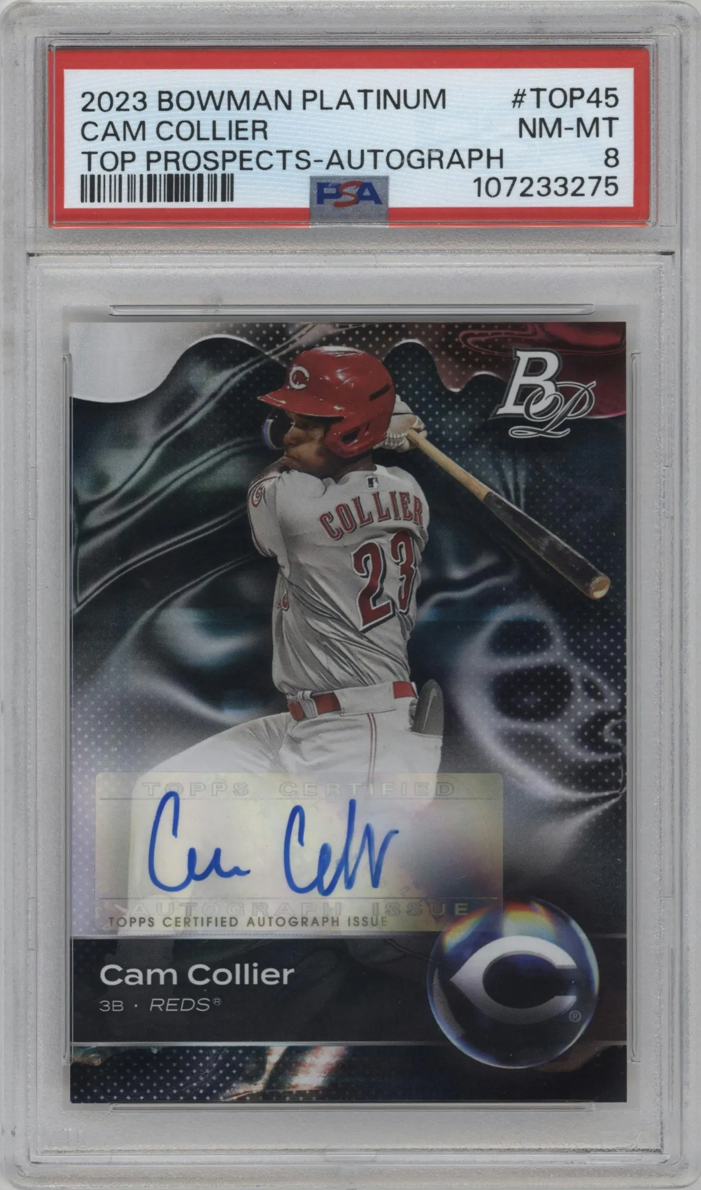 2023 Bowman Platinum Top Pros.Auto Cam Collier #TOP-45 PSA 8