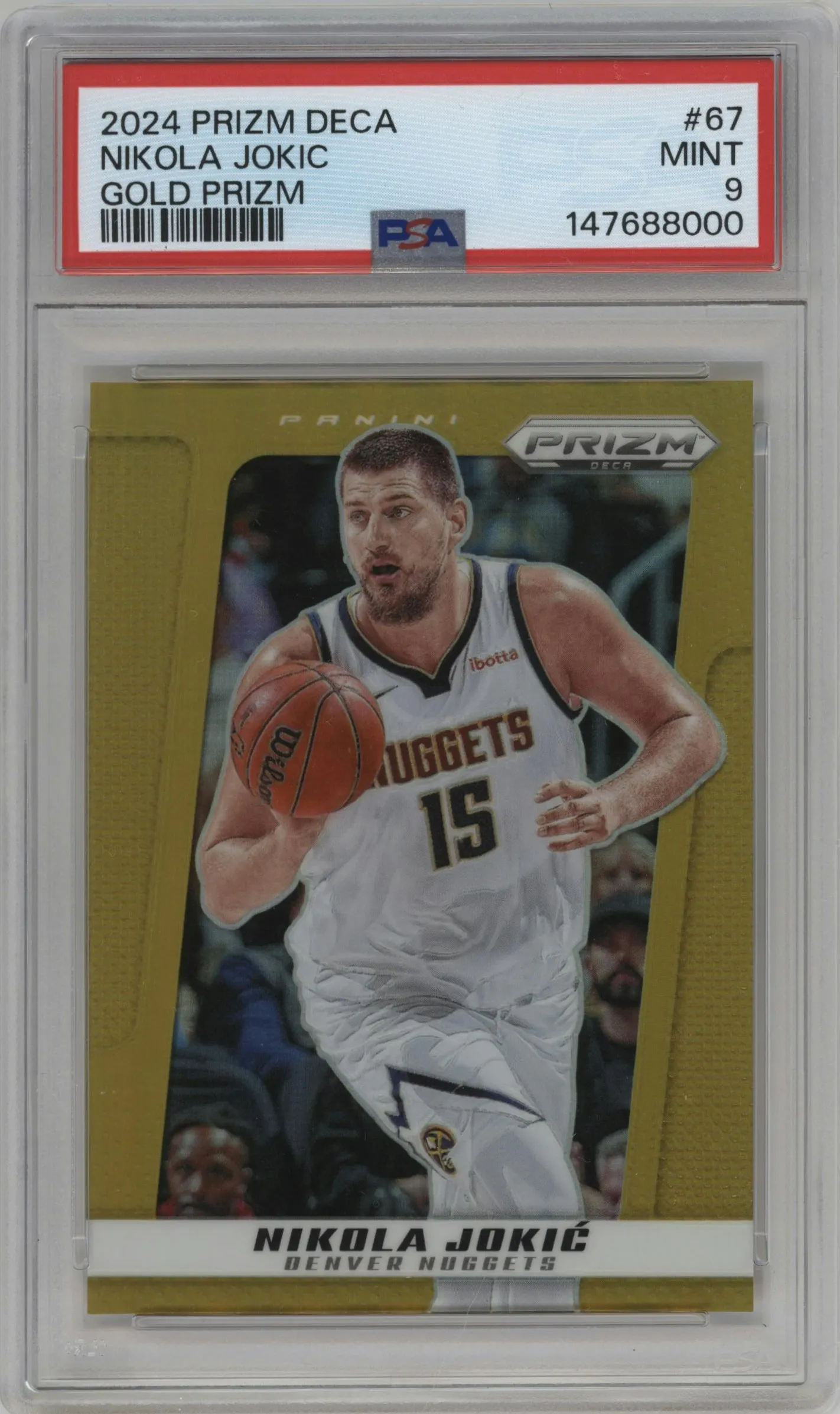 2024 Panini Prizm Deca Nikola Jokic Gold Prizm #67 PSA 9
