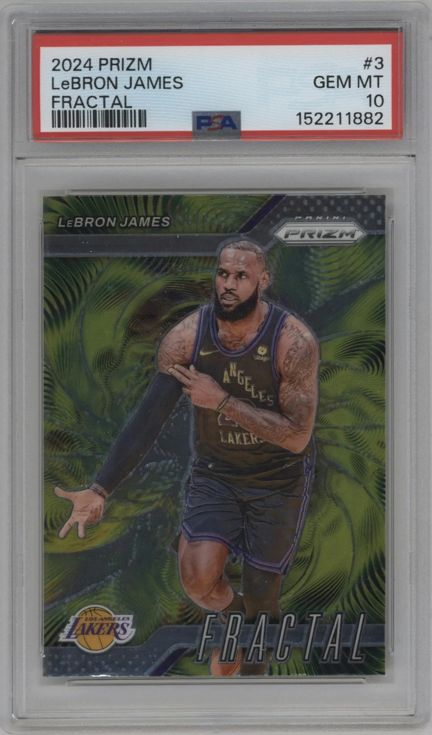 2024 Panini Prizm Fractal LeBron James #3 PSA 10