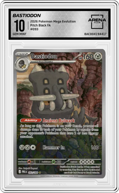 2026 Pokemon Mega Evolution Pitch Black Bastiodon #093 ARENA CLUB 10