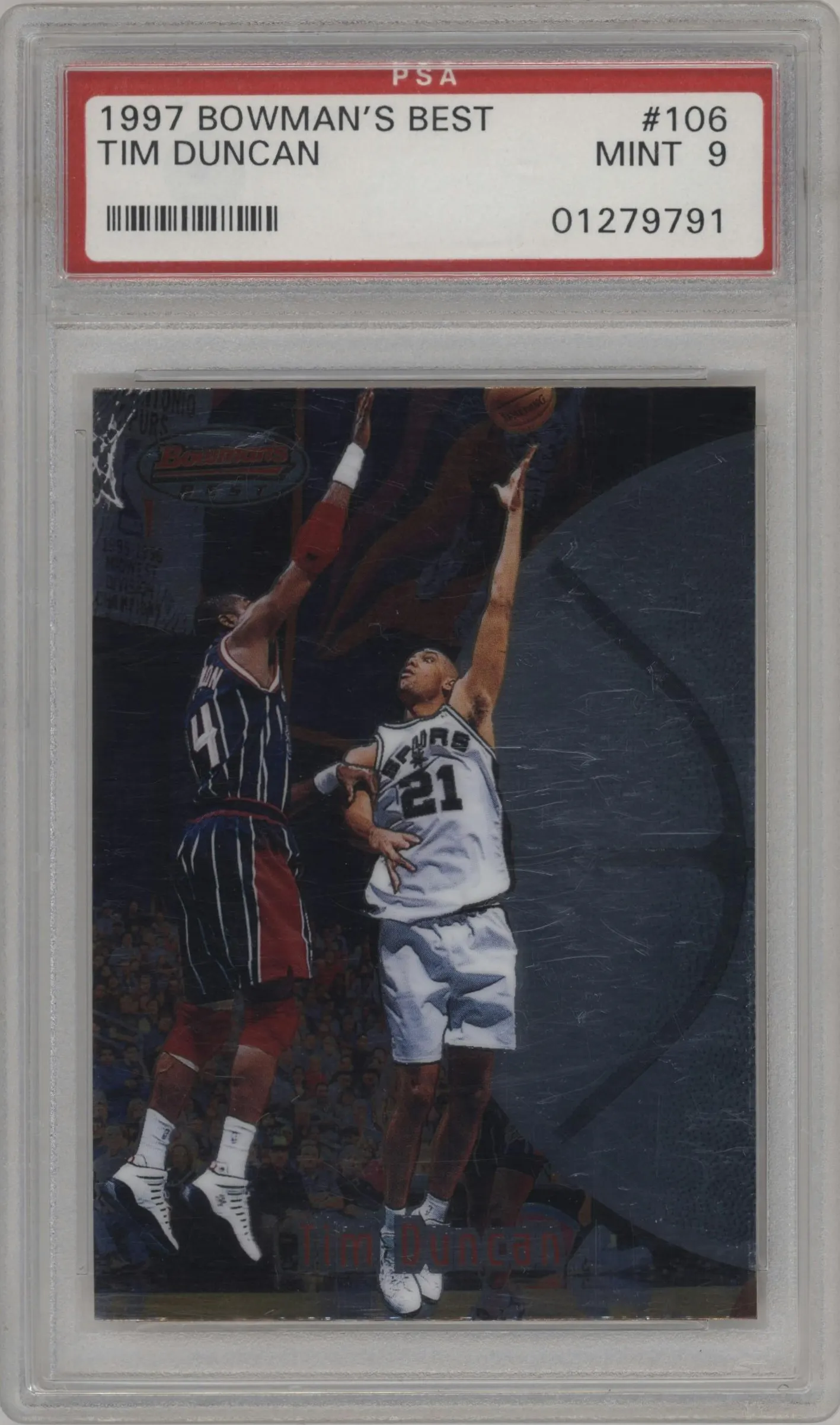 1997 Bowman's Best Tim Duncan PSA 9