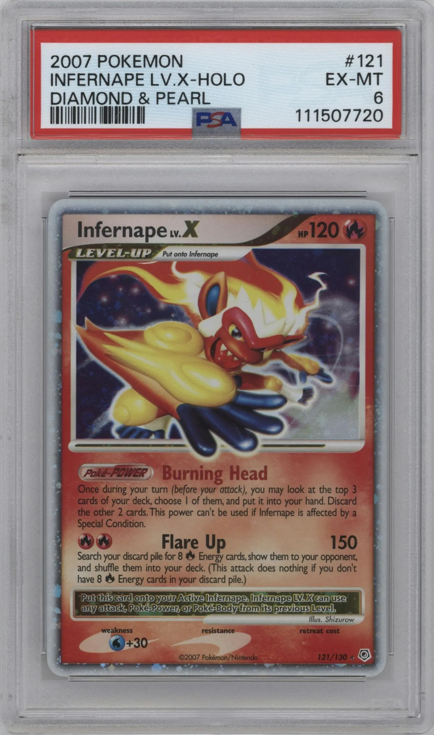 2007 Pokemon D&P Infernape LV.X #121 PSA 6
