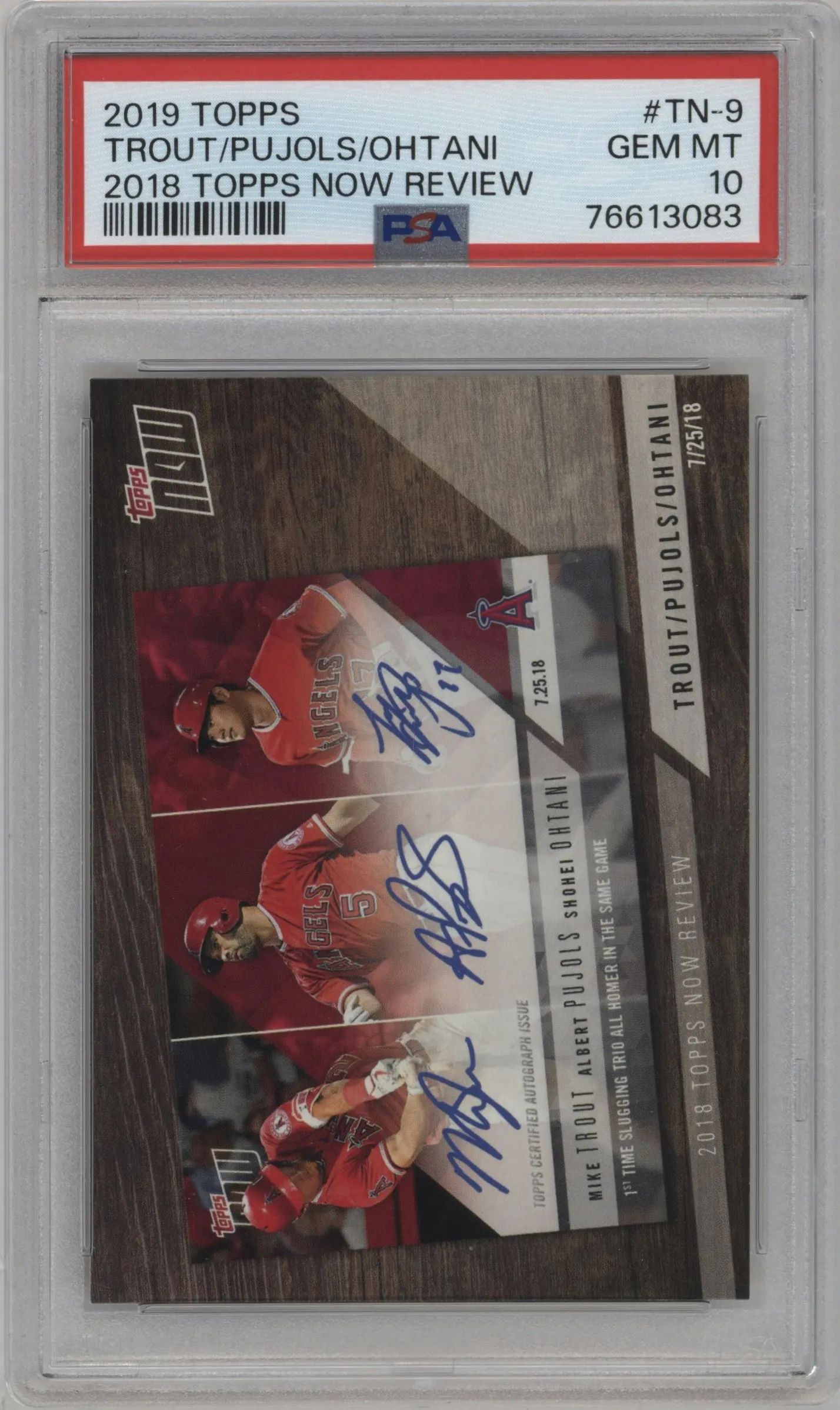 2019 Topps Series 1 2018 Topps Now Review Mike Trout/Albert Pujols/Shohei Ohtani #TN-9 PSA 10