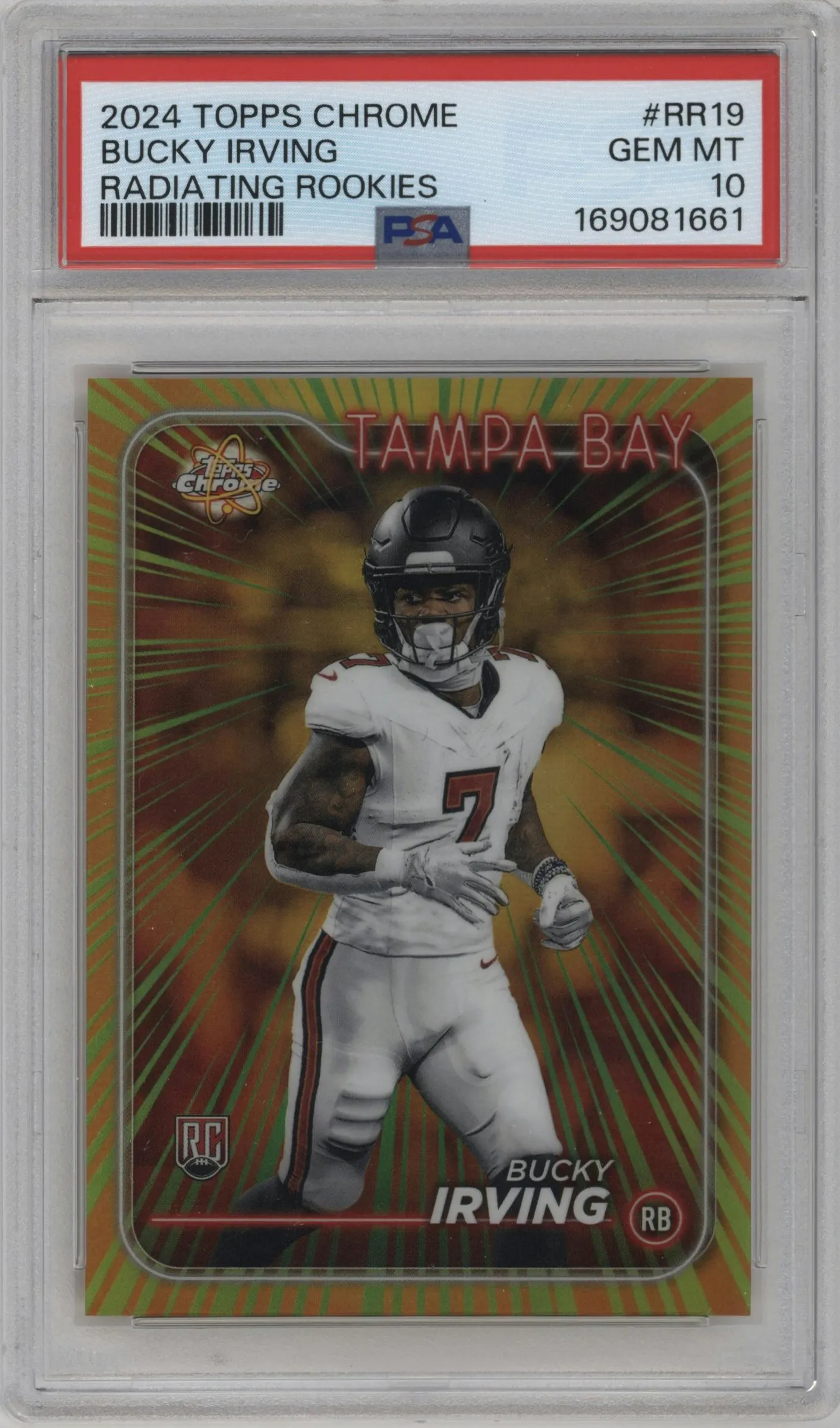 2024 Topps Chrome Radiating Rookies Bucky Irving #RR-19 PSA 10