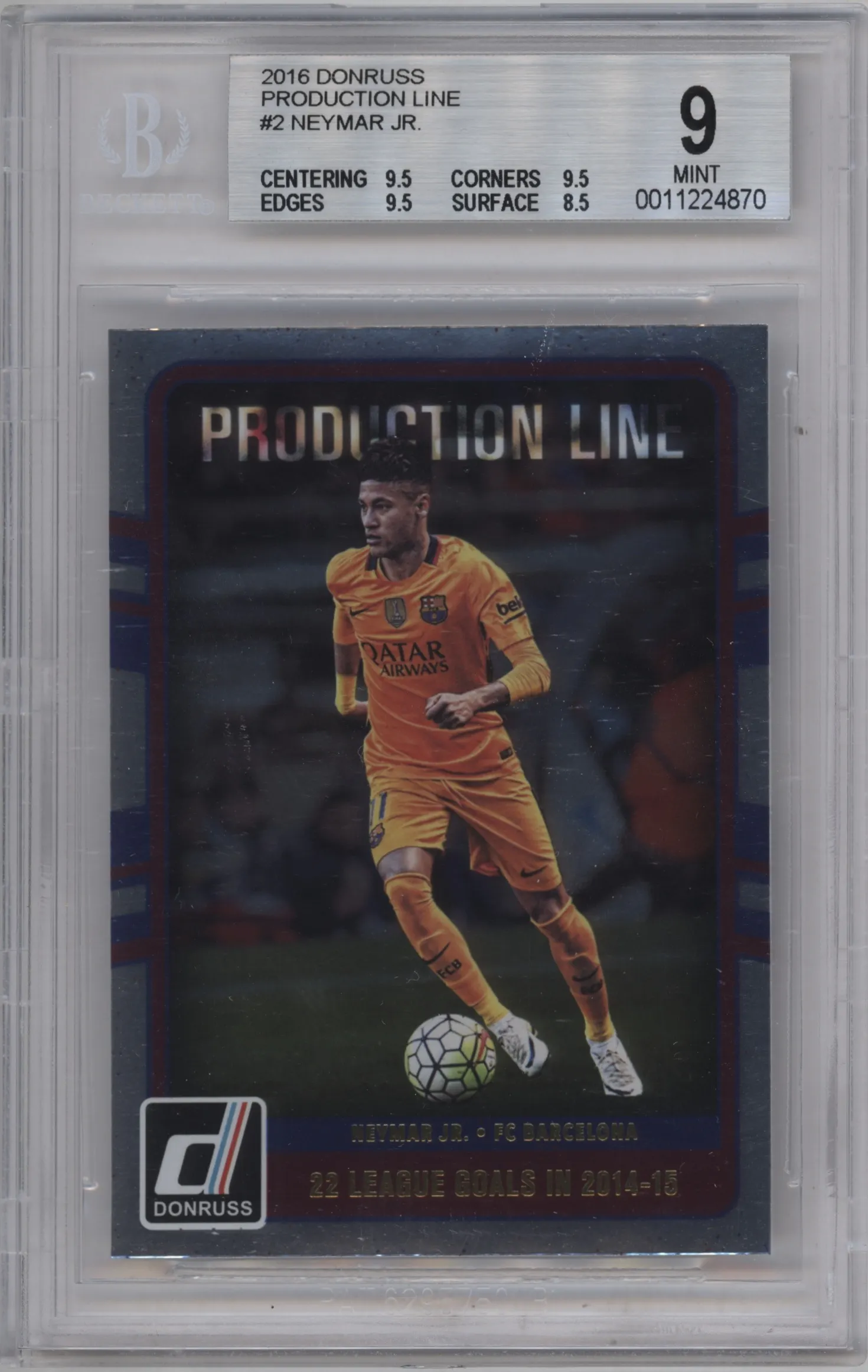 2016 Panini Donruss Production Line Neymar Jr. BGS 9
