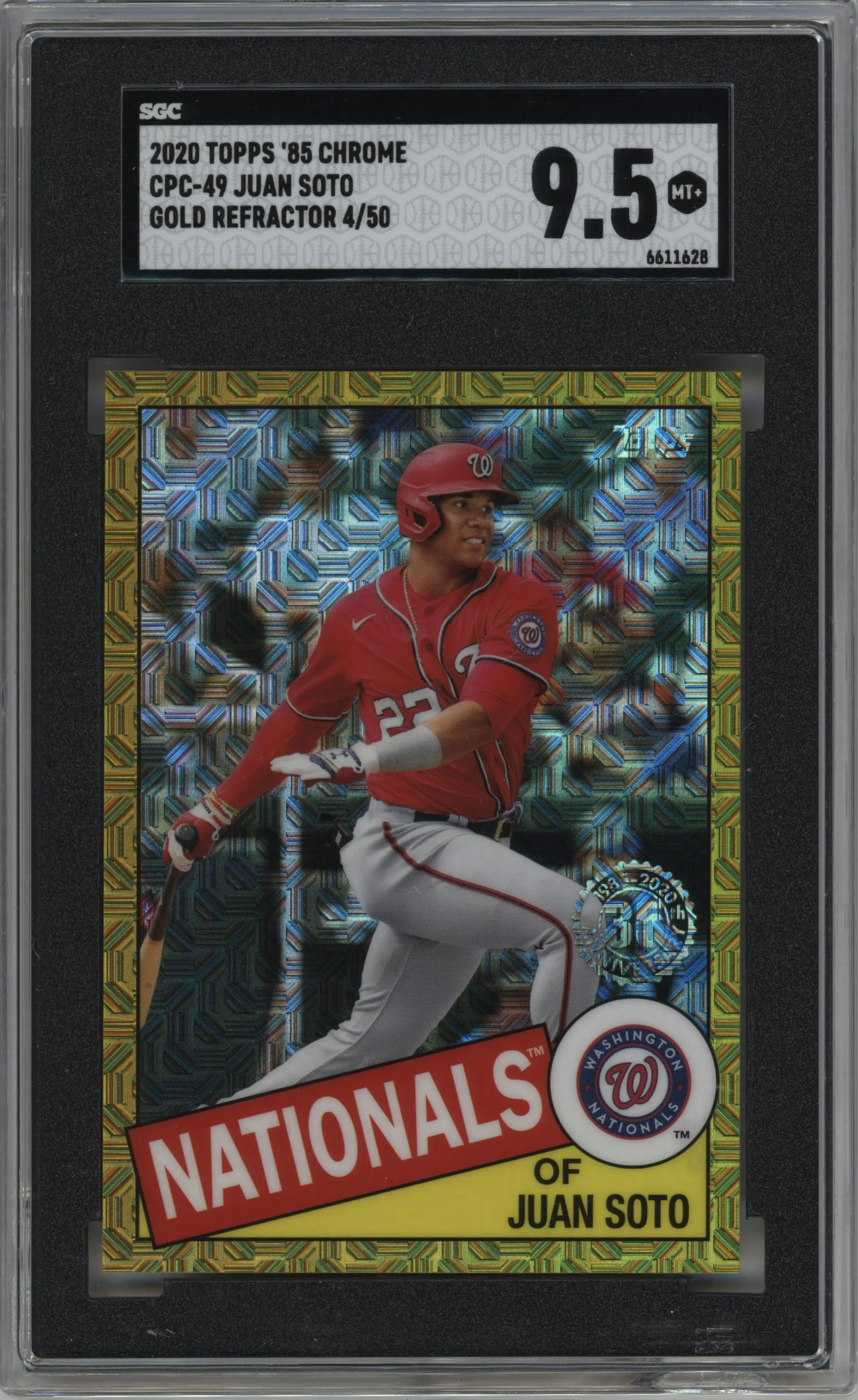 2020 Topps Update 1985 Topps Chrome Silver Pack Juan Soto Gold Refractor #CPC-49 SGC 9.5