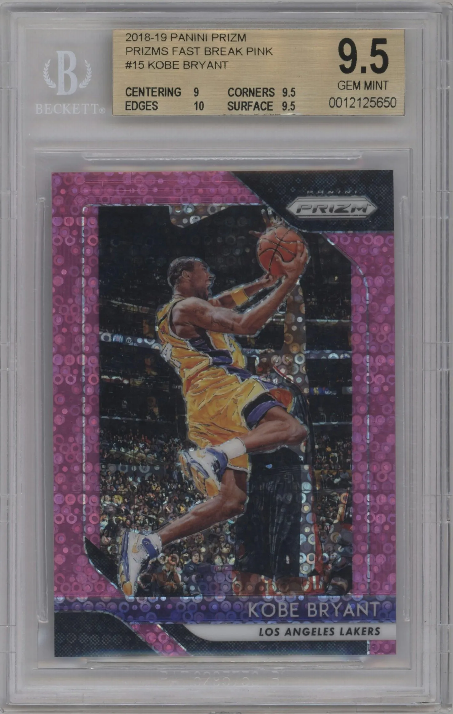 2018 Panini Prizm Kobe Bryant Fast Break Pink #15 BGS 9.5