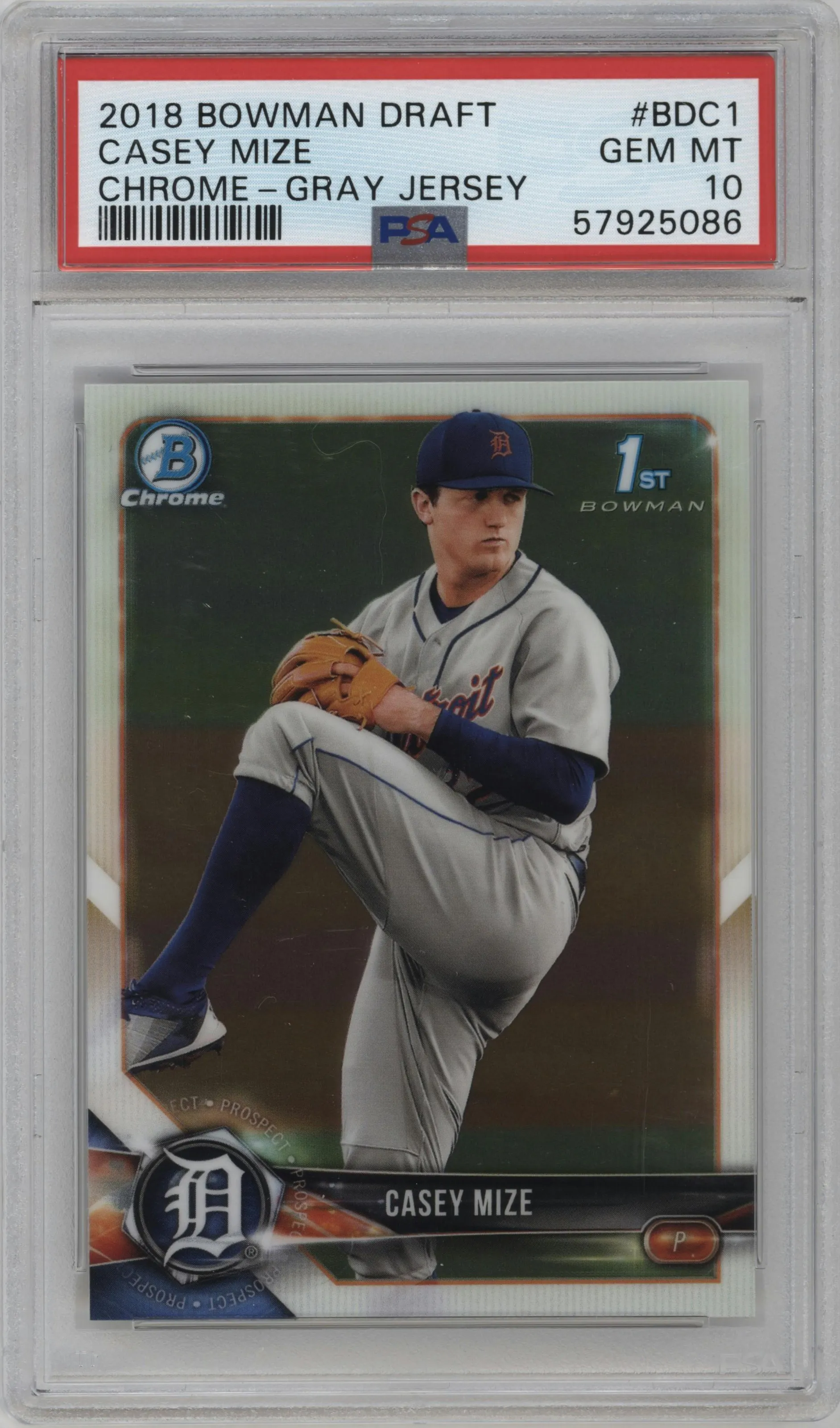 2018 Bowman Draft Chrome Casey Mize #BDC-1 PSA 10