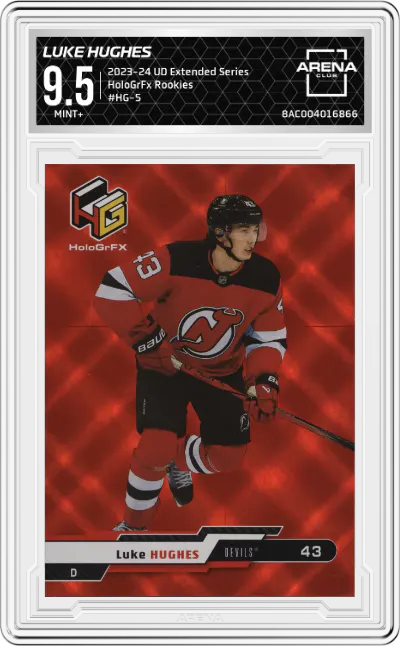 2023 Upper Deck Extended Series HoloGrFx Rookies Luke Hughes #HG-5 ARENA CLUB 9.5