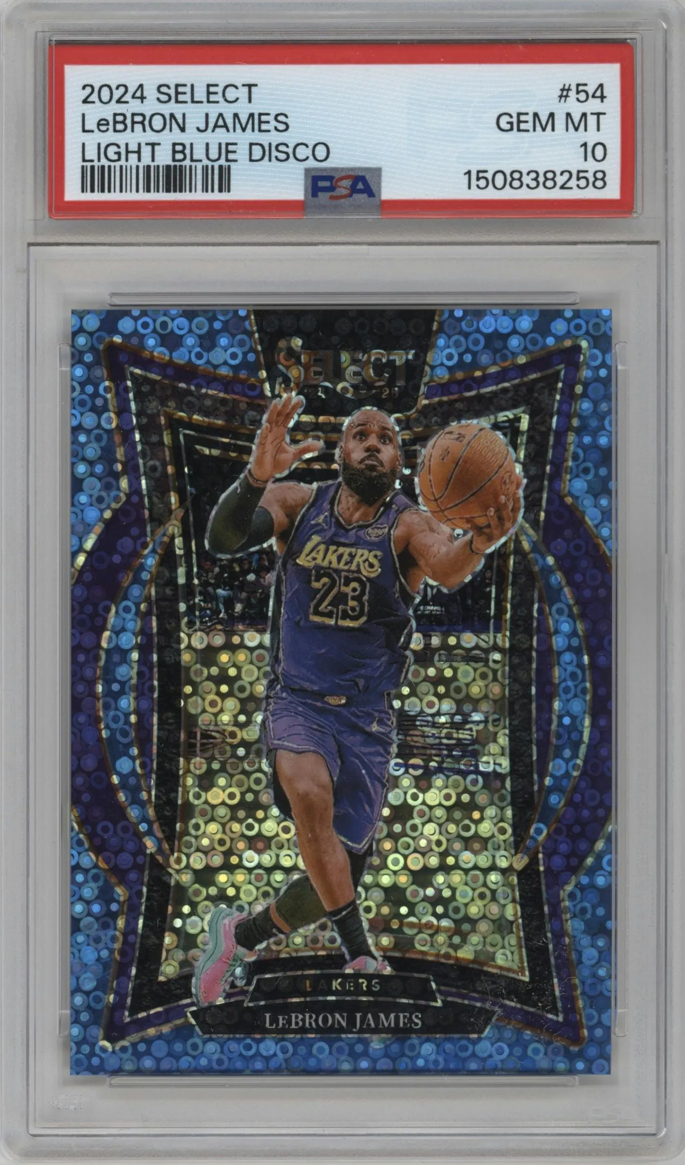 2024 Panini Select LeBron James Disco Light Blue #54 PSA 10