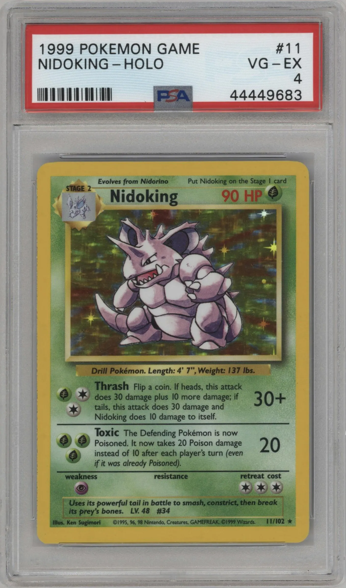 1999 Pokemon Base Set Nidoking #11 PSA 4