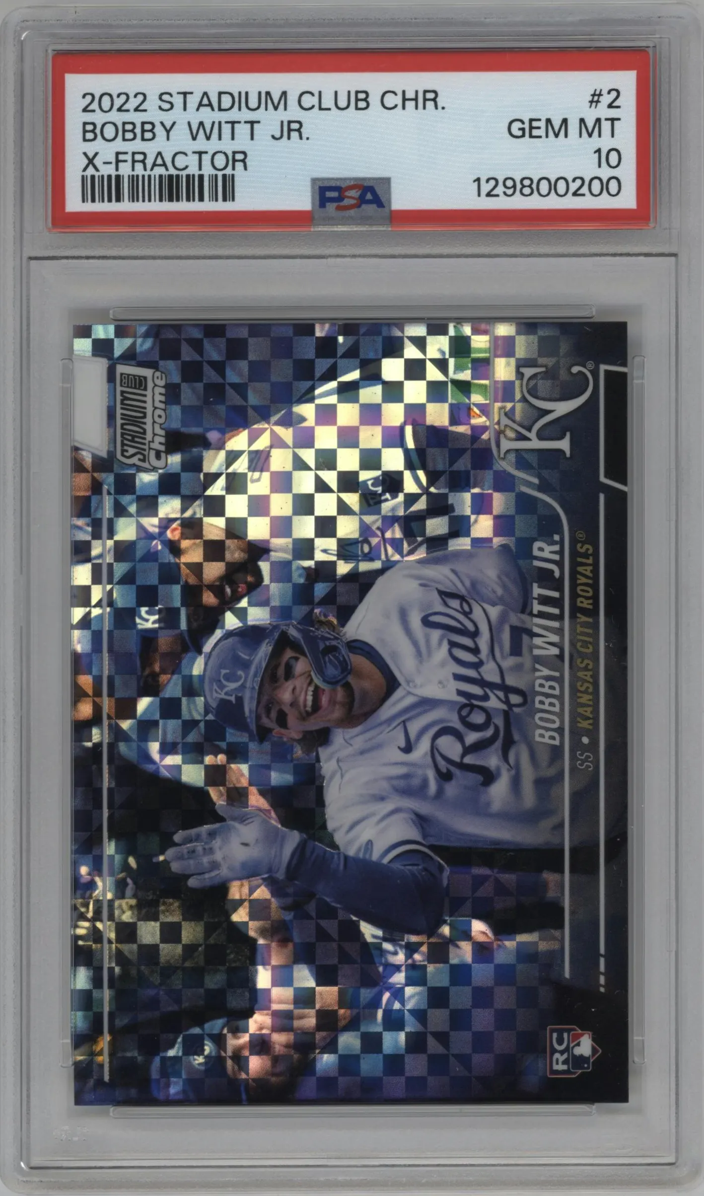 2022 Stadium Club Chrome Bobby Witt Jr. X-Fractor #2 PSA 10