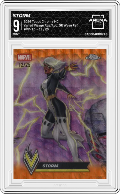 2026 Topps Chrome Marvel Comics Varied Visage Age/Apo. Storm Orange Wave Refractor #VV-10 ARENA CLUB 9