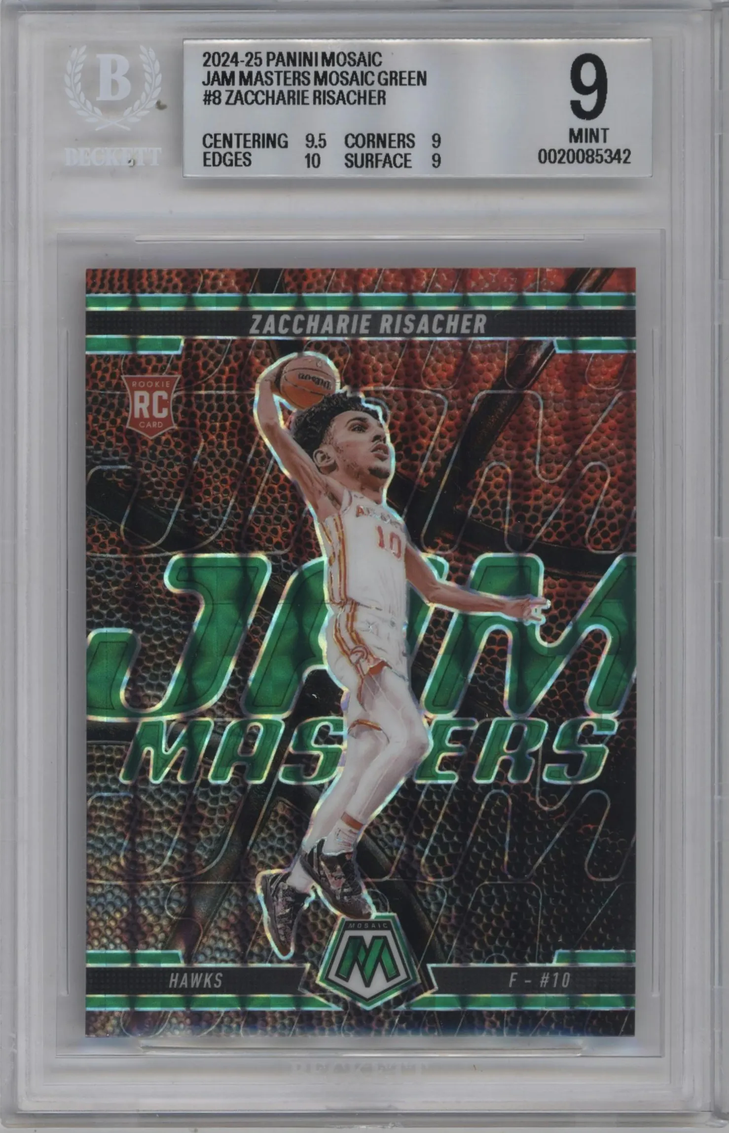 2024 Panini Mosaic Jam Masters Zaccharie Risacher Green Mosaic #8 BGS 9