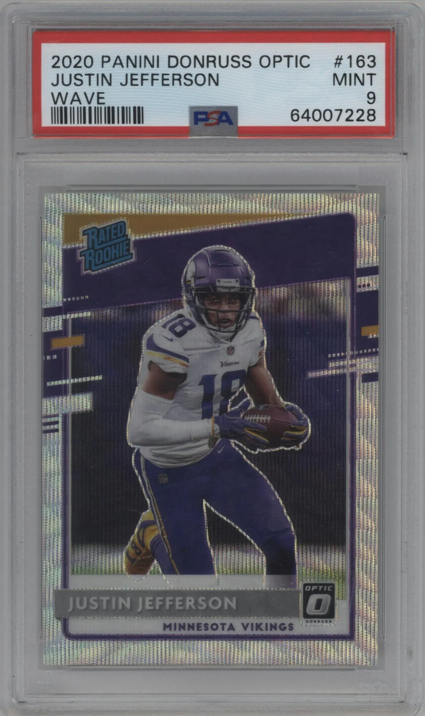 2020 Panini Donruss Optic Rated Rookie Justin Jefferson Wave #163 PSA 9
