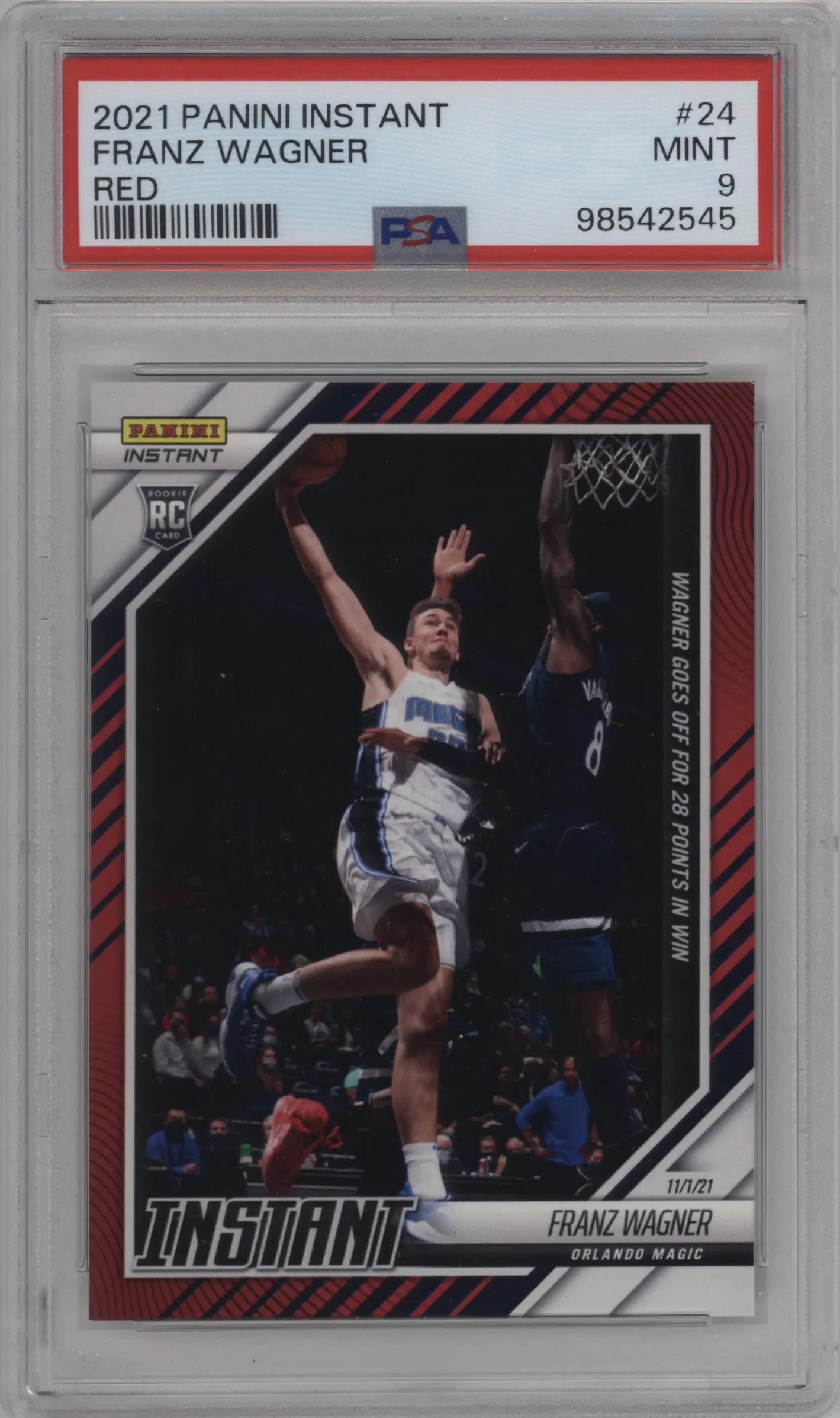 2021 Panini Instant NBA Franz Wagner Red PSA 9
