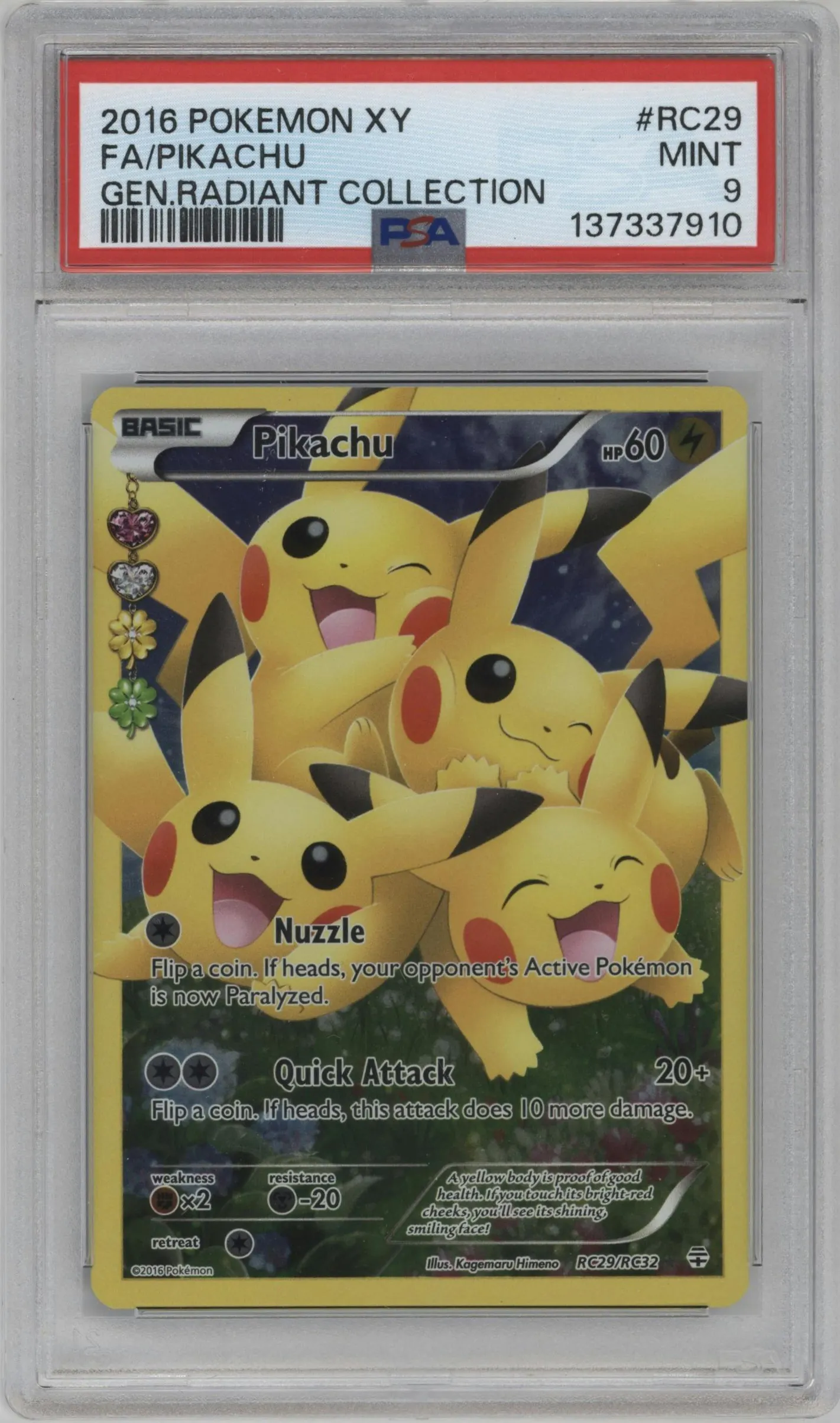 2016 Pokemon XY Gen. Radiant Collection Pikachu #RC29 PSA 9