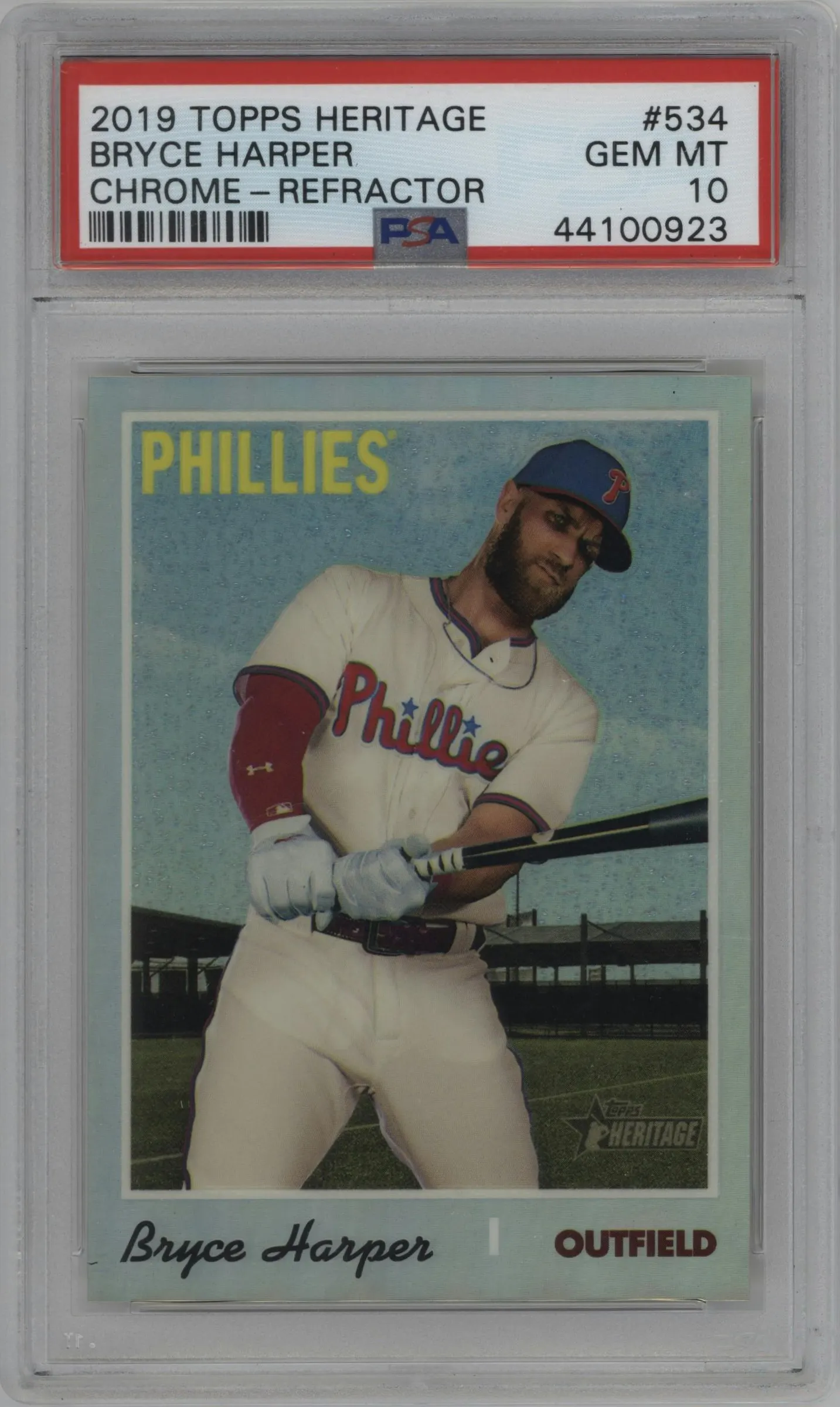 2019 Topps Heritage HN Chrome Bryce Harper Refractor #THC-534 PSA 10