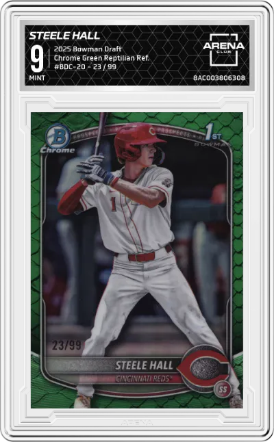 2025 Bowman Draft Chrome Steele Hall Green Reptilian Refractor ARENA CLUB 9