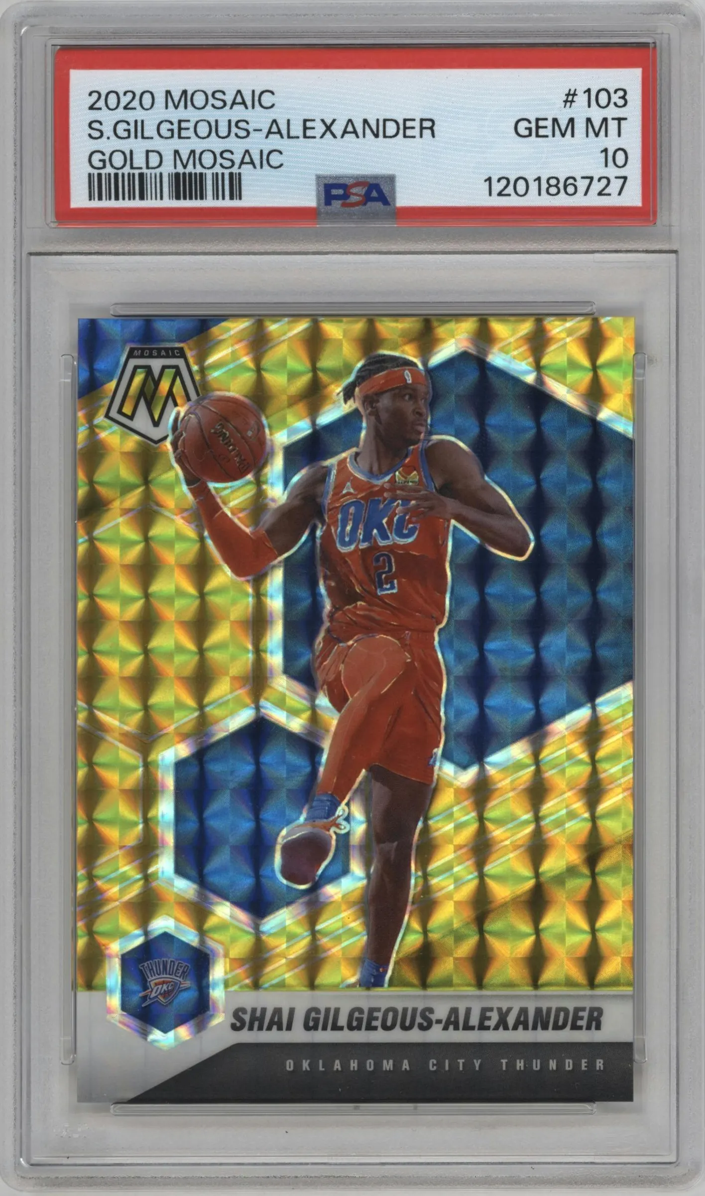 2020 Panini Mosaic Shai Gilgeous-Alexander Gold Mosaic PSA 10