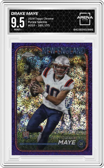 2024 Topps Chrome Drake Maye Purple Speckle ARENA CLUB 9.5