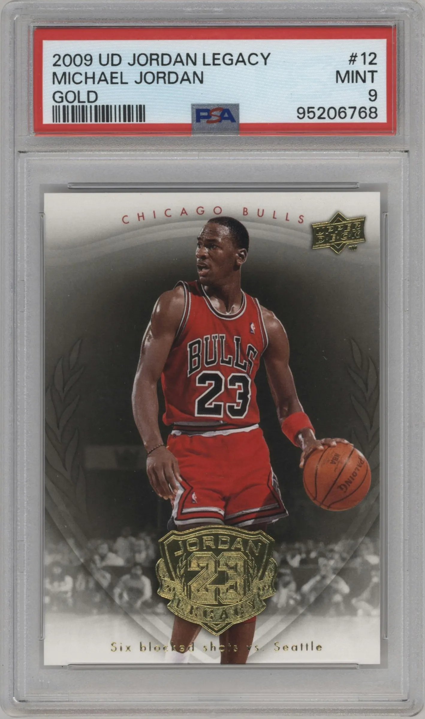 2009 Upper Deck Michael Jordan Legacy Collection Hall of Fame Edition Michael Jordan Gold #12 PSA 9