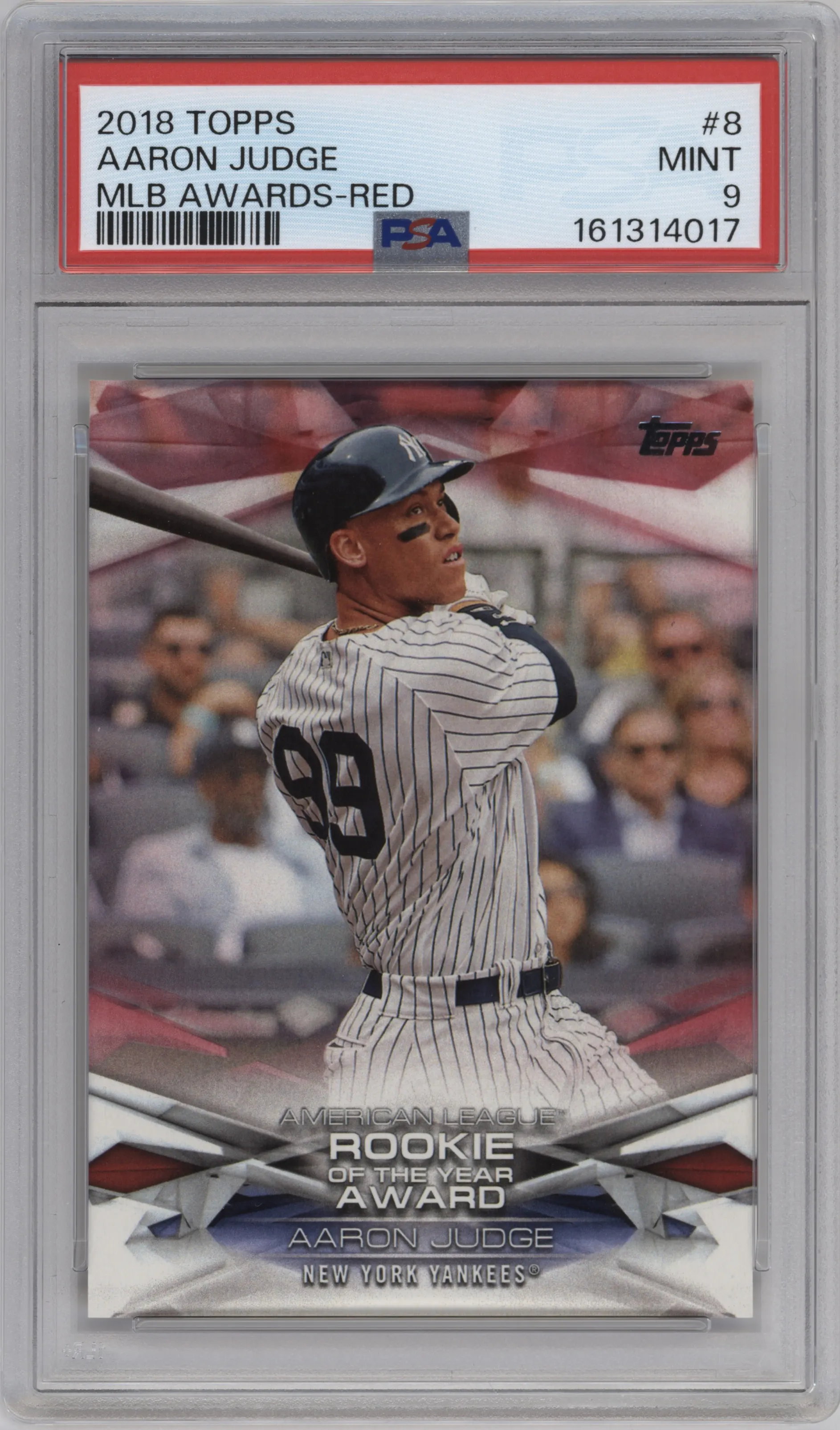 2018 Topps Series 1 MLB Awards Aaron Judge Red #MLBA-8 PSA 9