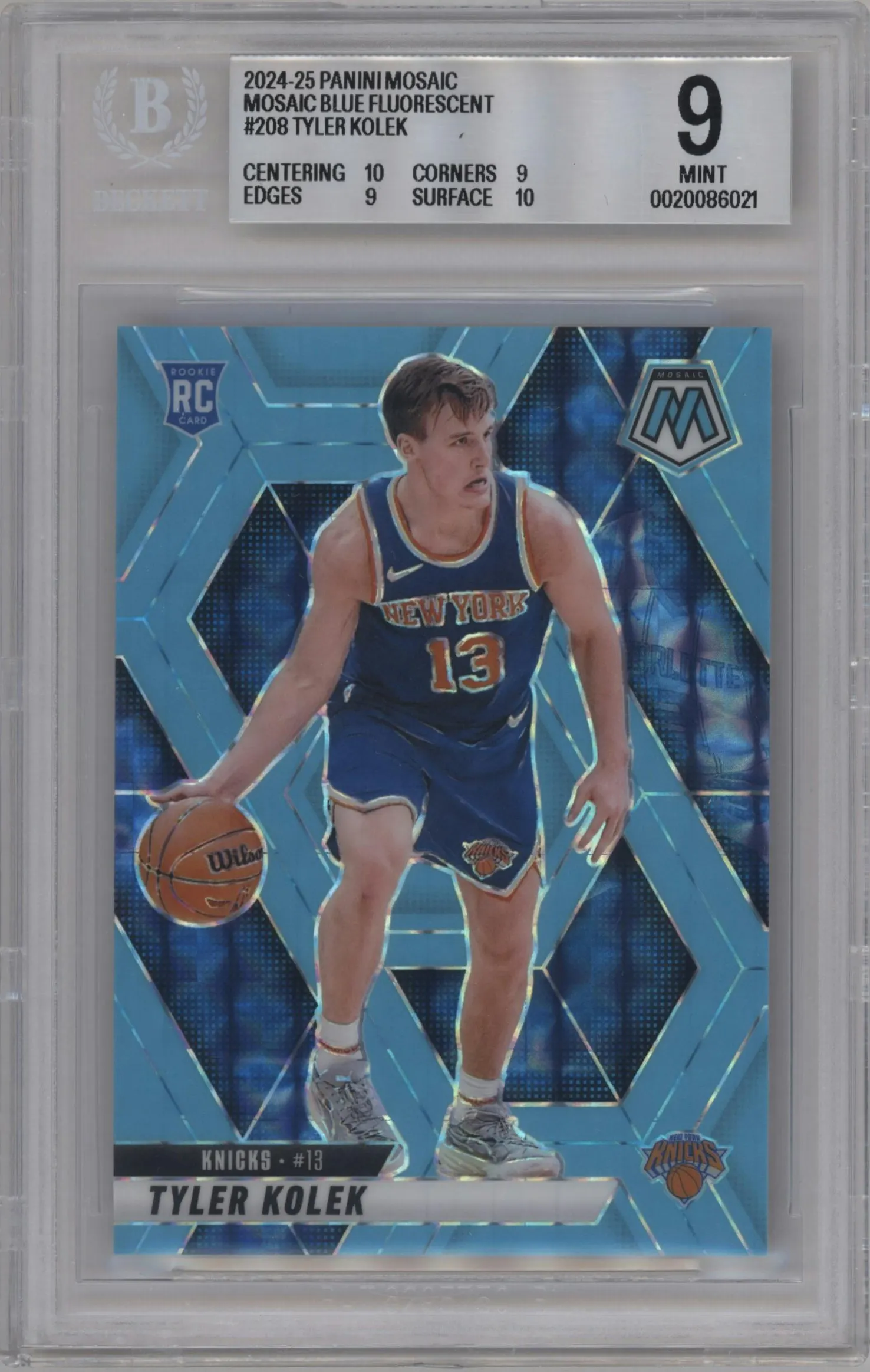 2024 Panini Mosaic Tyler Kolek Blue Fluorescent BGS 9