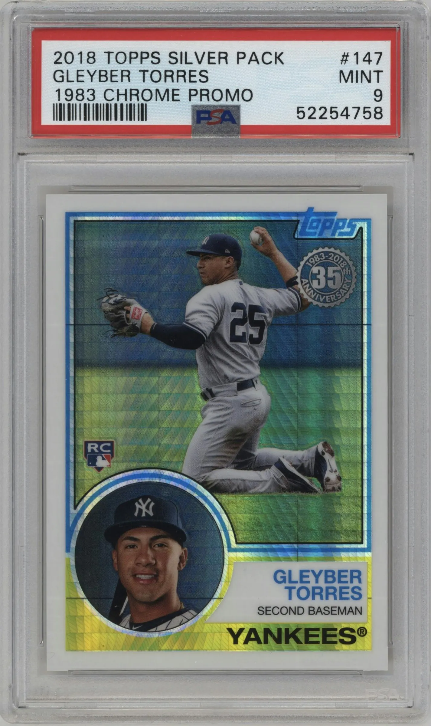 2018 Topps Silver Pack '83 Chrome Promo Gleyber Torres #147 PSA 9