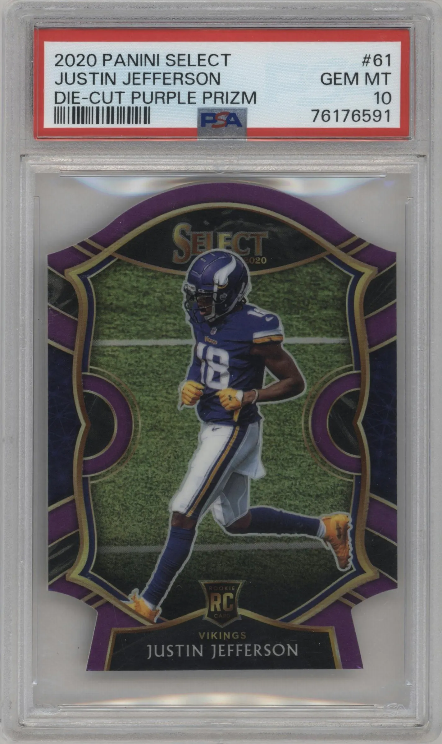 2020 Panini Select Justin Jefferson Die-Cut Purple #61 PSA 10
