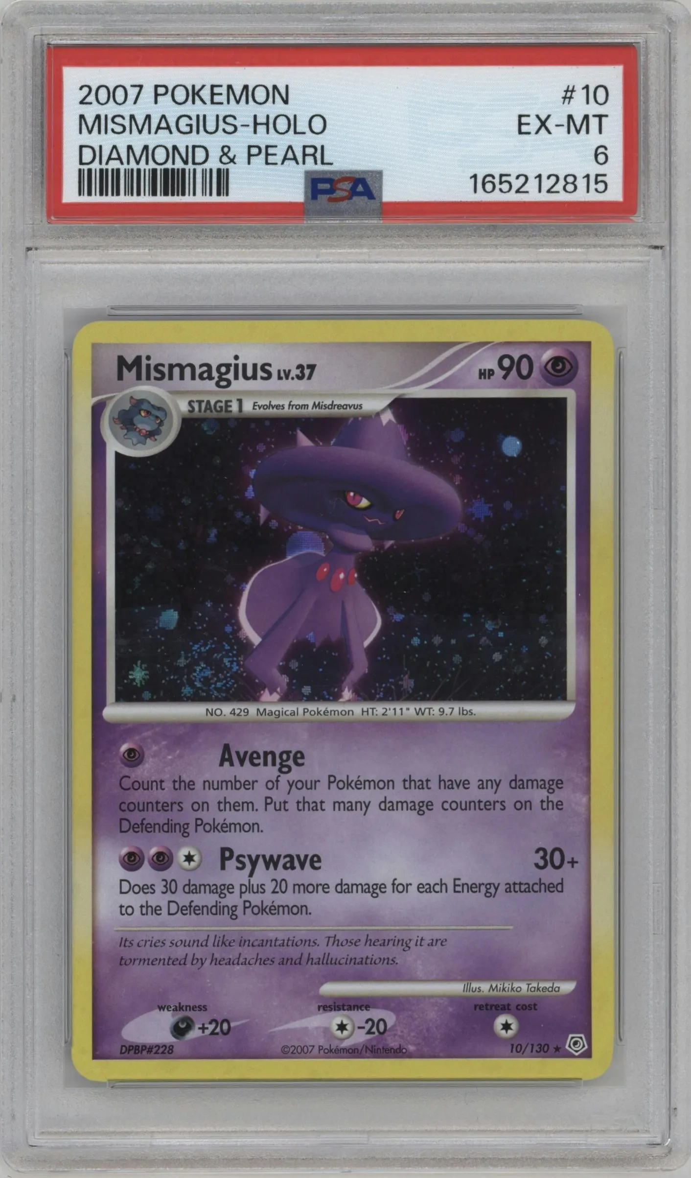 2007 Pokemon D&P Mismagius #10 PSA 6